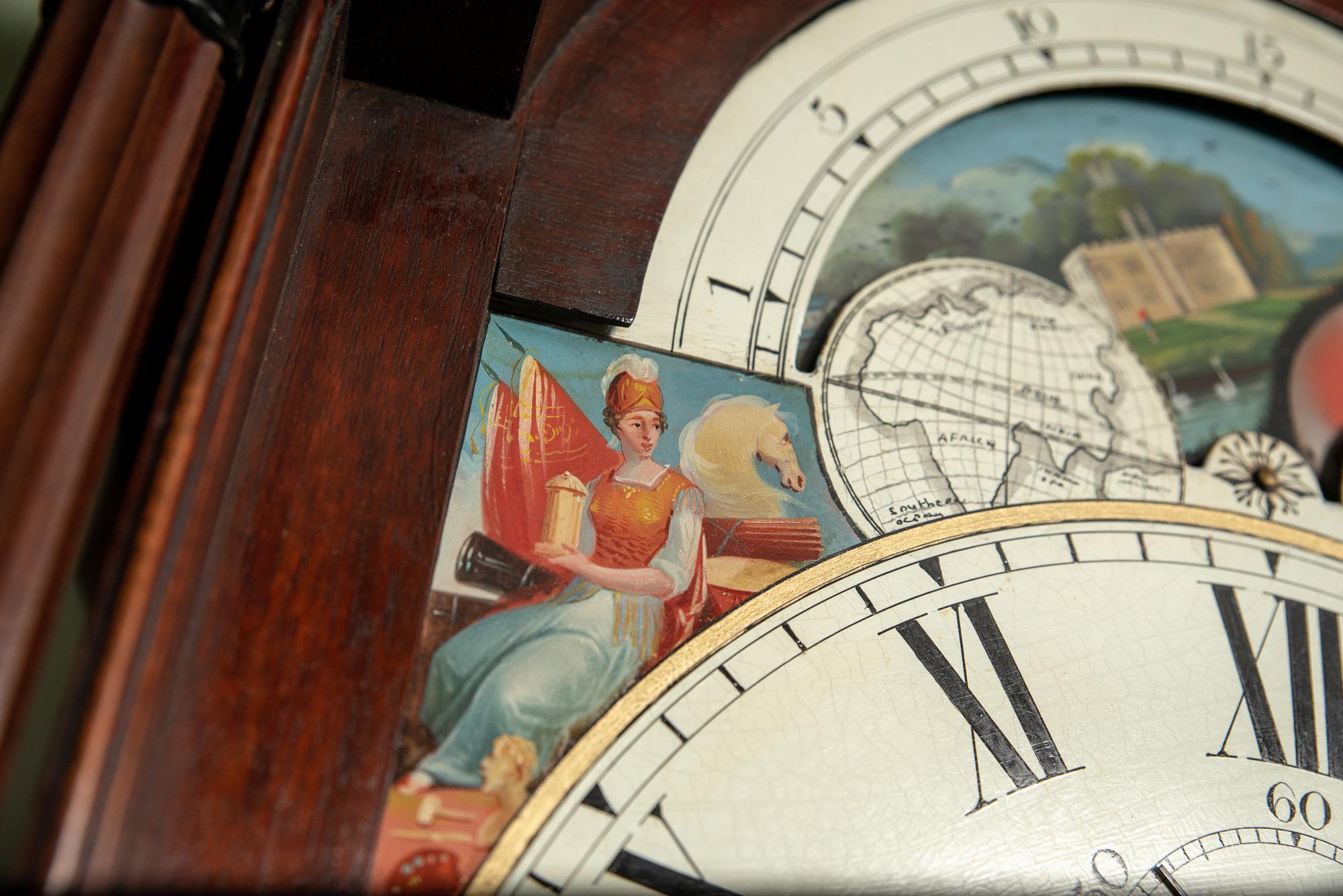 English Early 19th Century Moon Phase Clock by William Cuff of Shepton Mallet For Sale