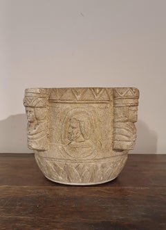 EARLY 19th CENTURY MORTAR WITH FIGURED ENGRAVINGS