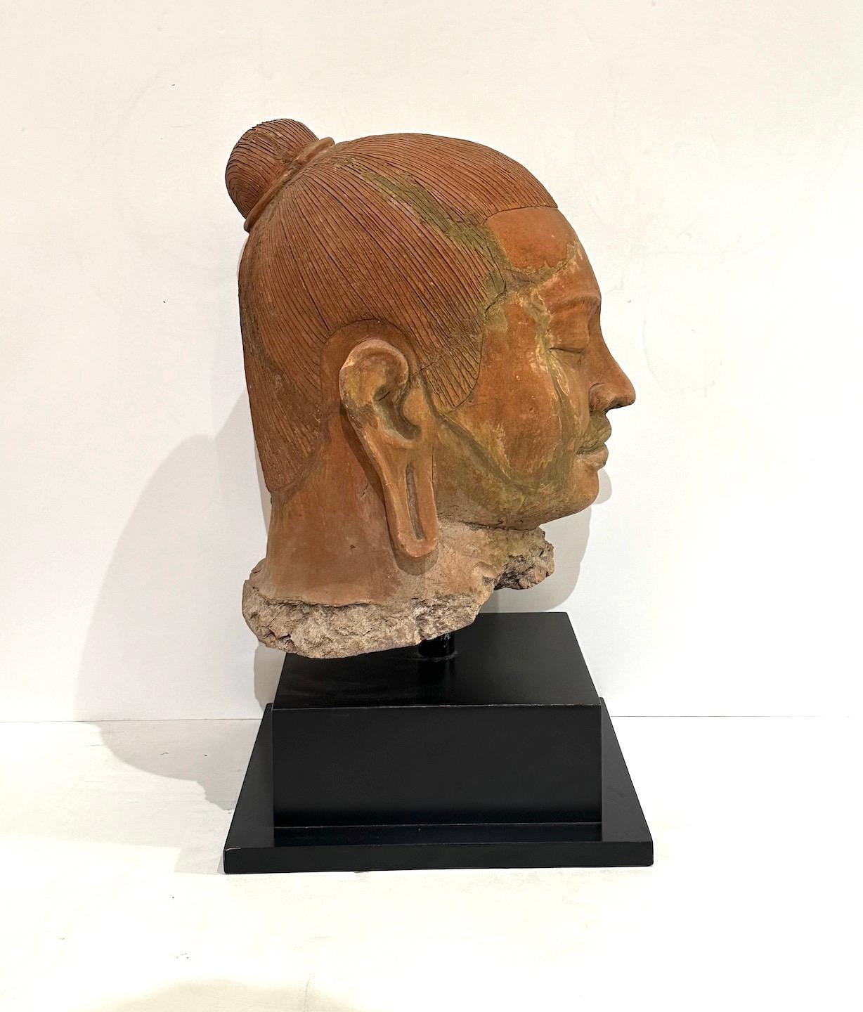 Bodhisattva de terracota montado de principios del siglo XIX en Bueno estado para la venta en Los Angeles, CA