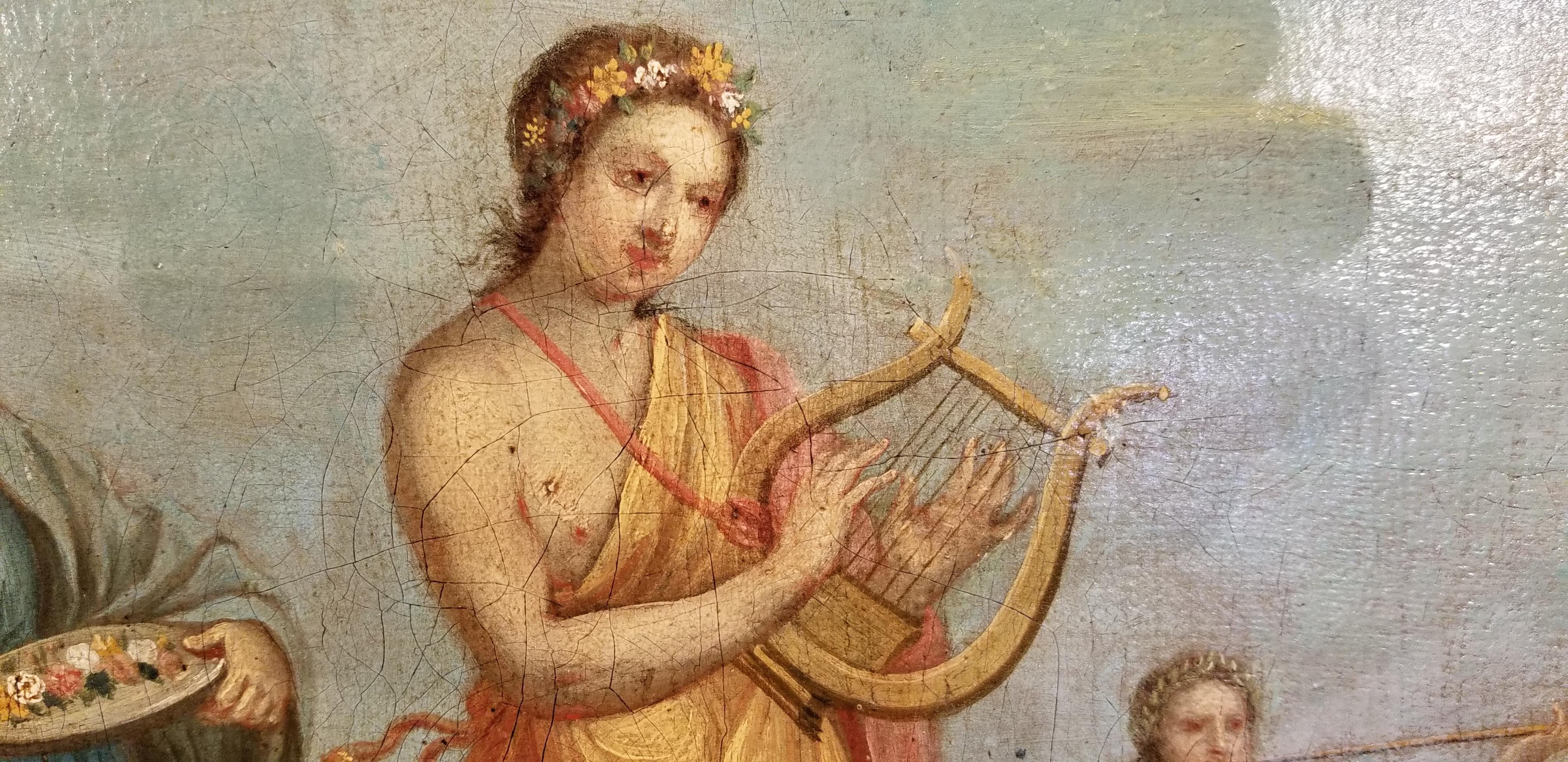Baroque Early 19th Century Musical Nymphs Painting For Sale