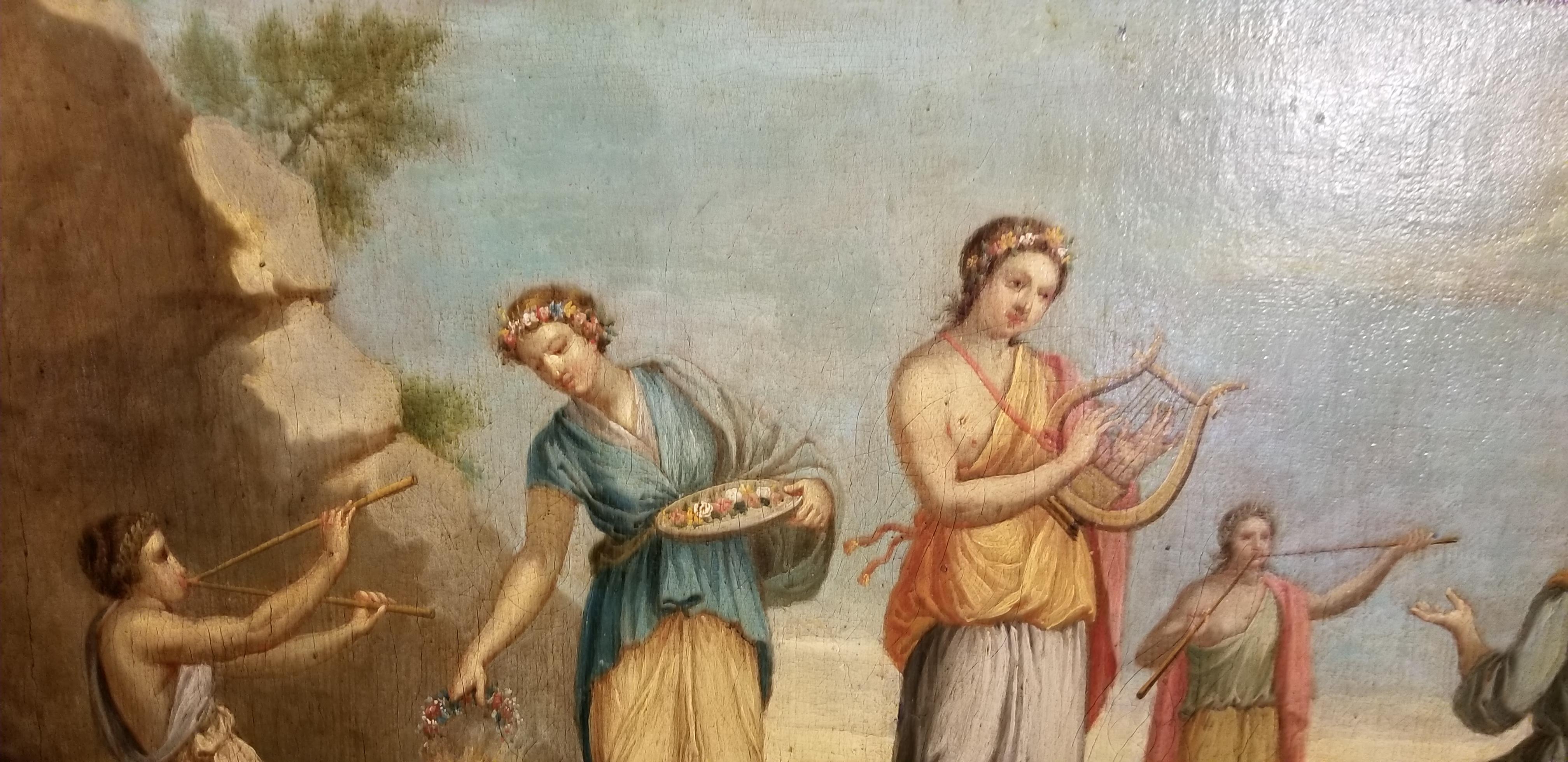 European Early 19th Century Musical Nymphs Painting For Sale