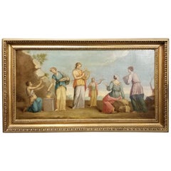 Antique Early 19th Century Musical Nymphs Painting