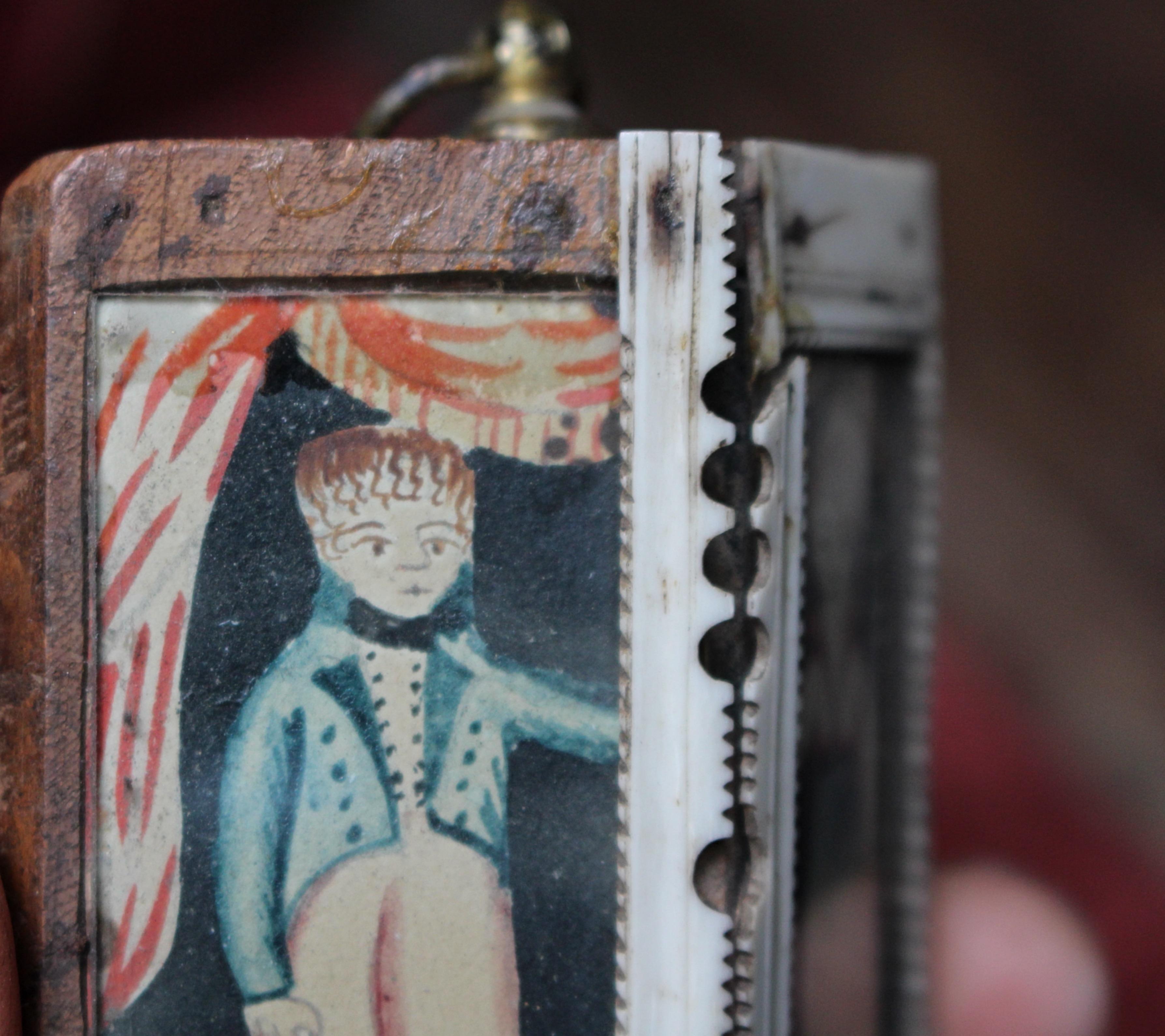 Early 19th Century Napoleonic Prisoner of War Painted Casket Lid Folk Art For Sale 1