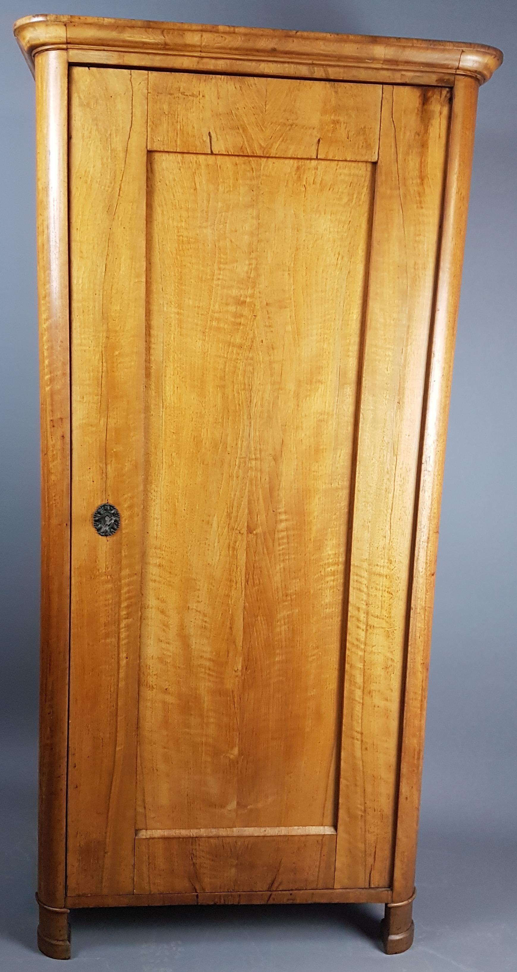 Early 19th Century Narrow Pale Walnut Biedermeier Cupboard For Sale 5