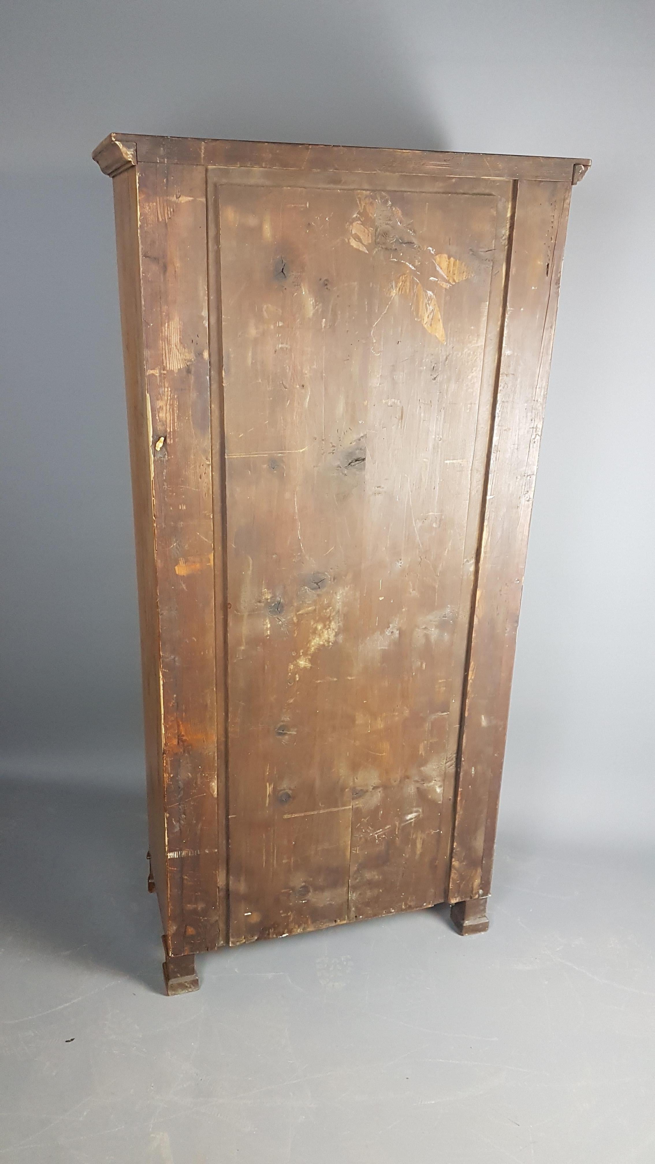 Early 19th Century Narrow Pale Walnut Biedermeier Cupboard For Sale 6