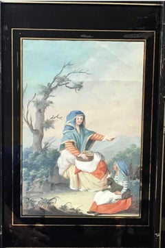 Early 19th Century Neapolitan Gouache on Paper, Set of 3