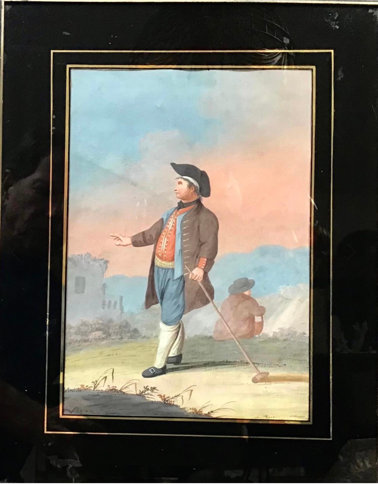 Italian Early 19th Century Neapolitan Gouache on Paper, Set of 3 For Sale