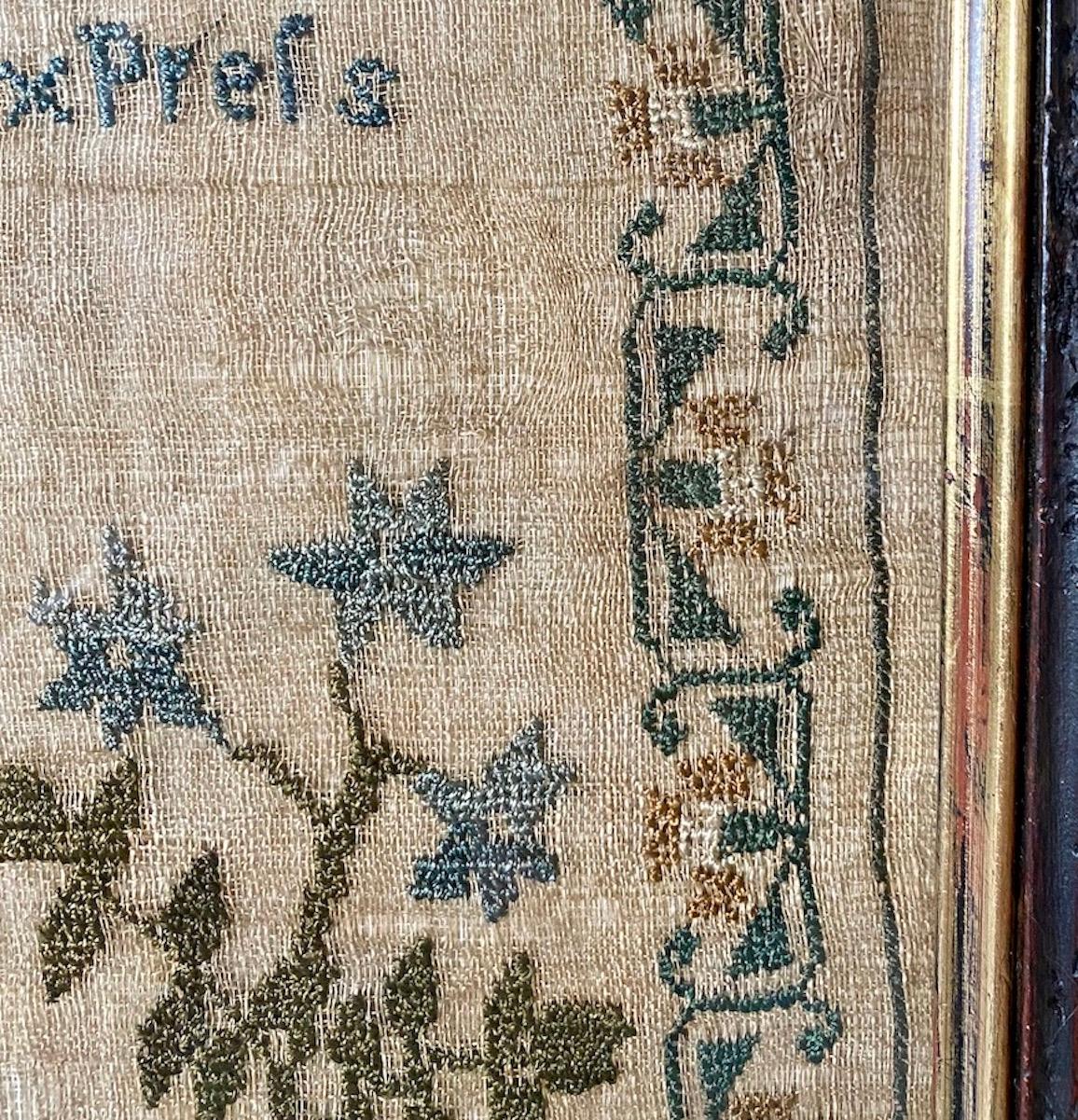 Early 19th Century Needle Work Sampler by Ann Gould In Distressed Condition In Van Nuys, CA