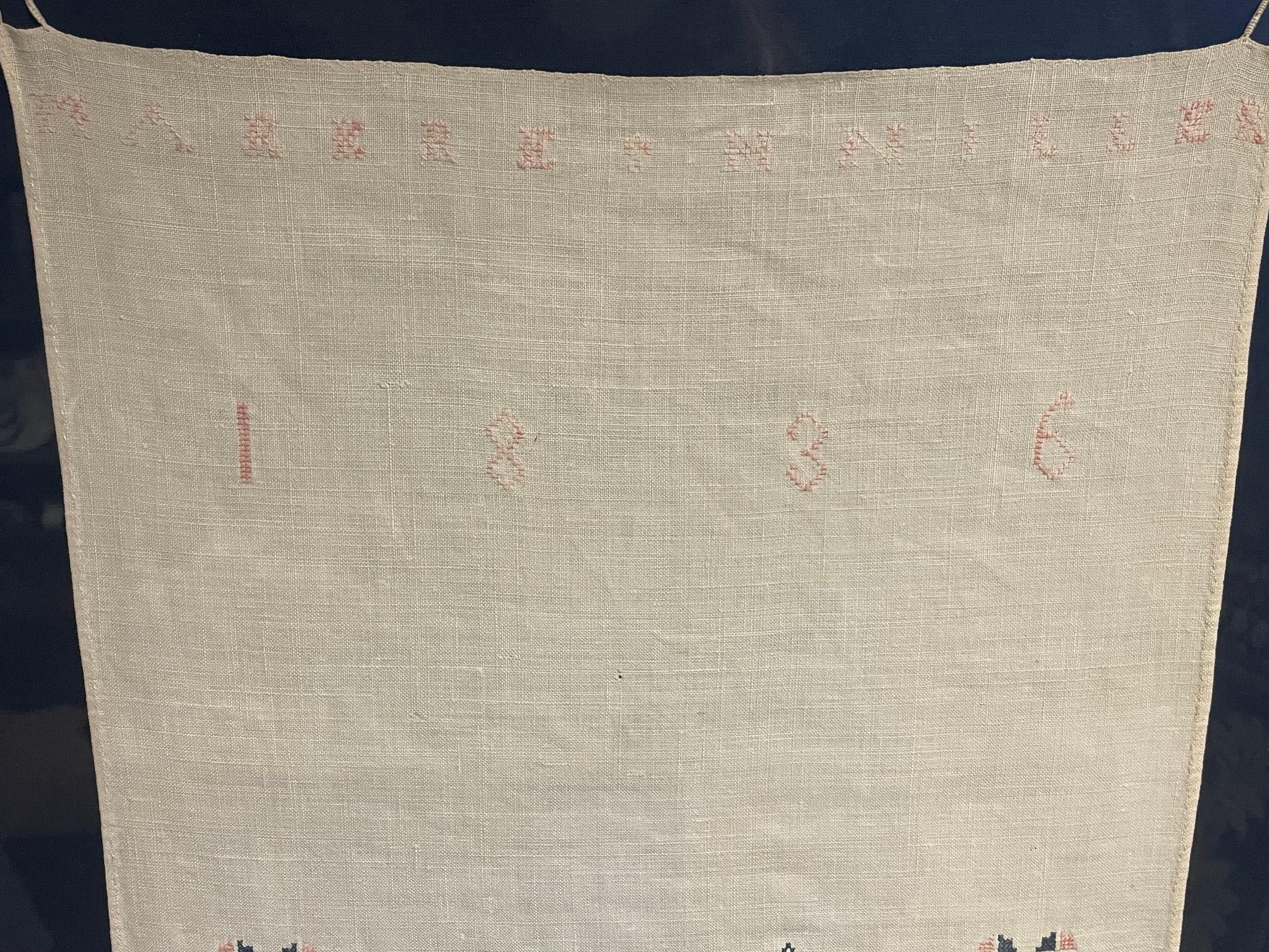 Nadelspitzearbeiten des frühen 19. Jahrhunderts „Show Towel“ datiert 1836 (amerikanisch) im Angebot
