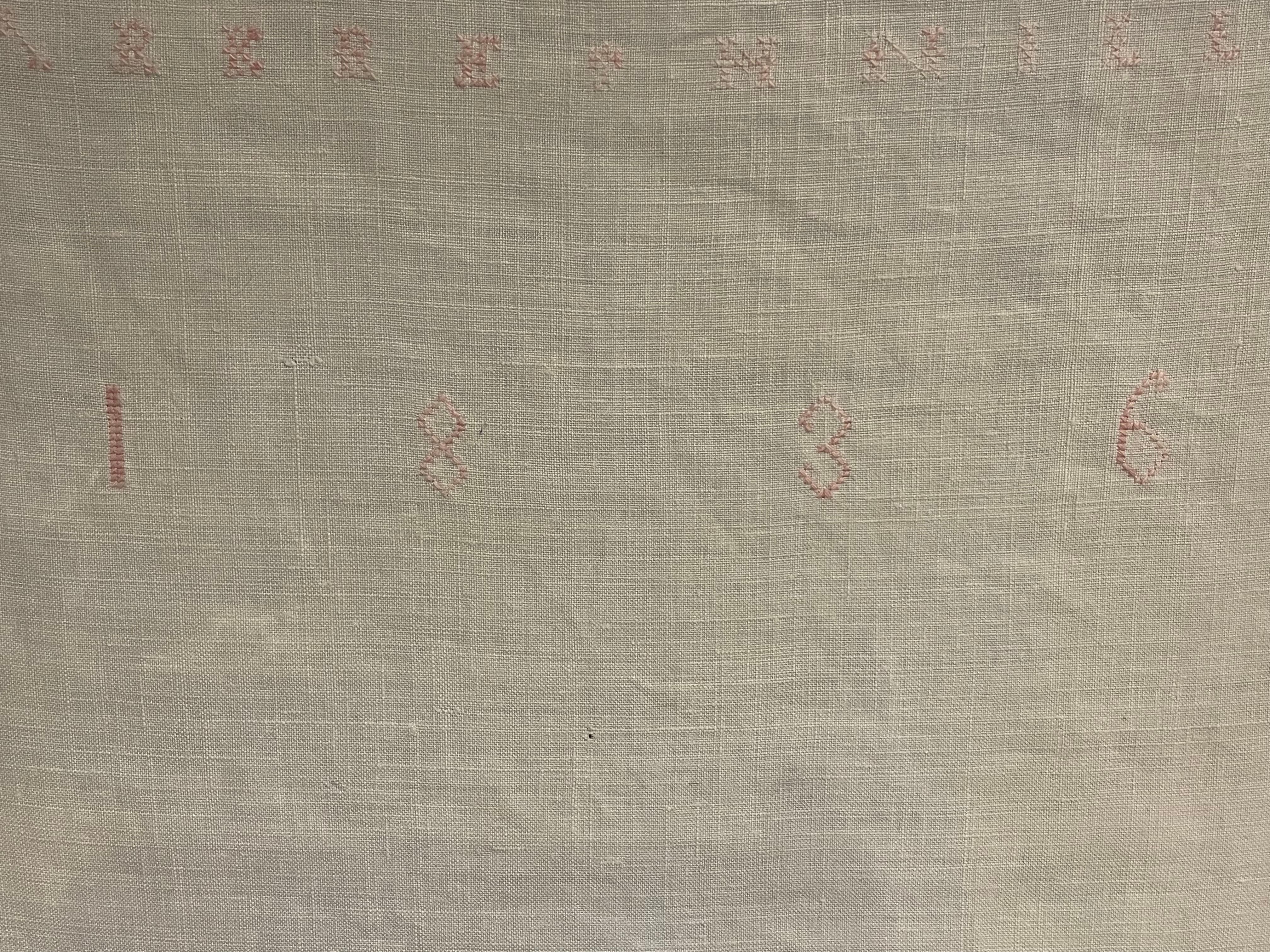 Nadelspitzearbeiten des frühen 19. Jahrhunderts „Show Towel“ datiert 1836 (Handgefertigt) im Angebot