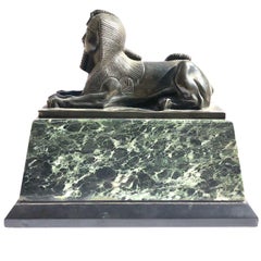 An Early 19th Century Neo Classical Bronze Sphynx on Green Marble Base
