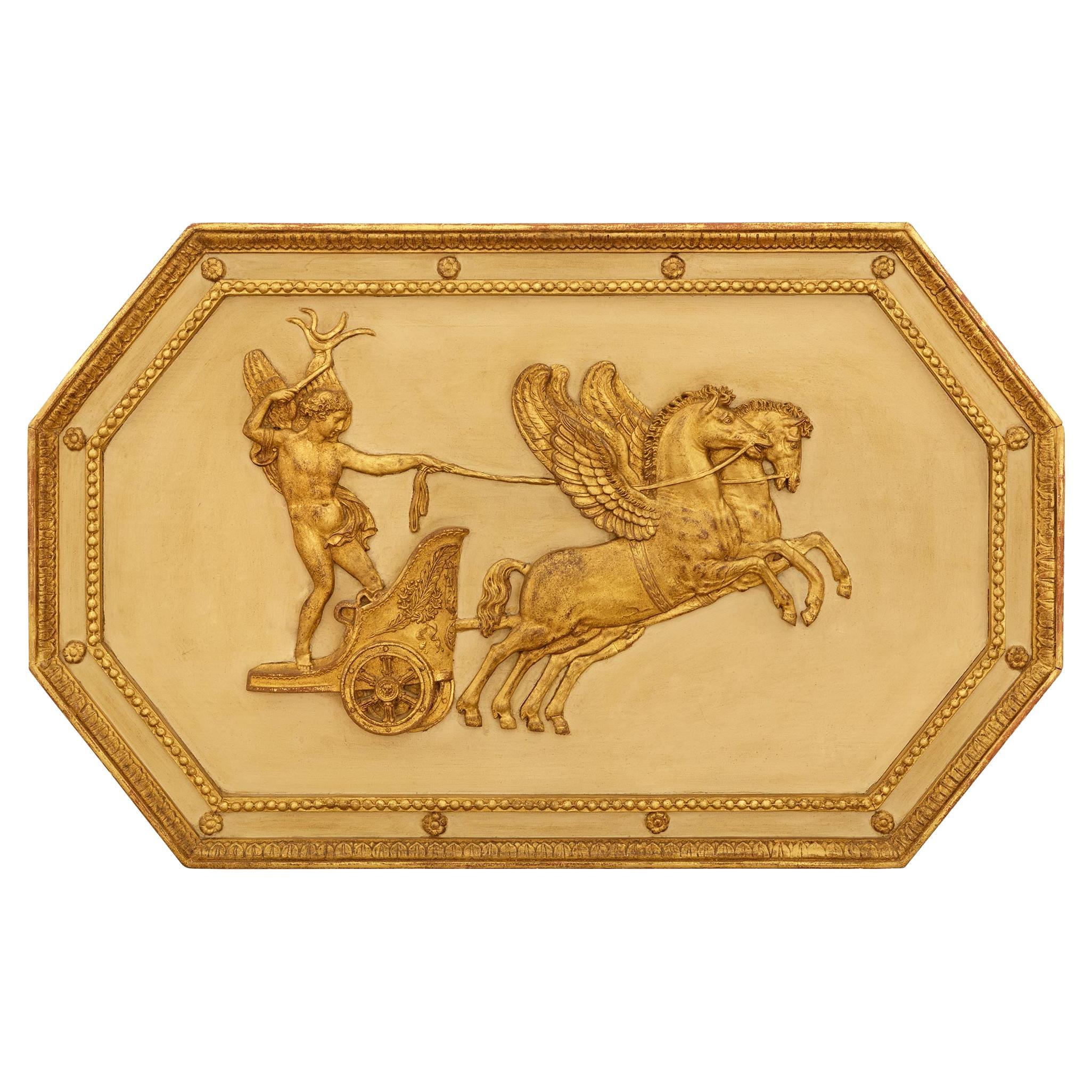 Début du 19e siècle Plaque néo-classique en bois et bois doré patiné en vente