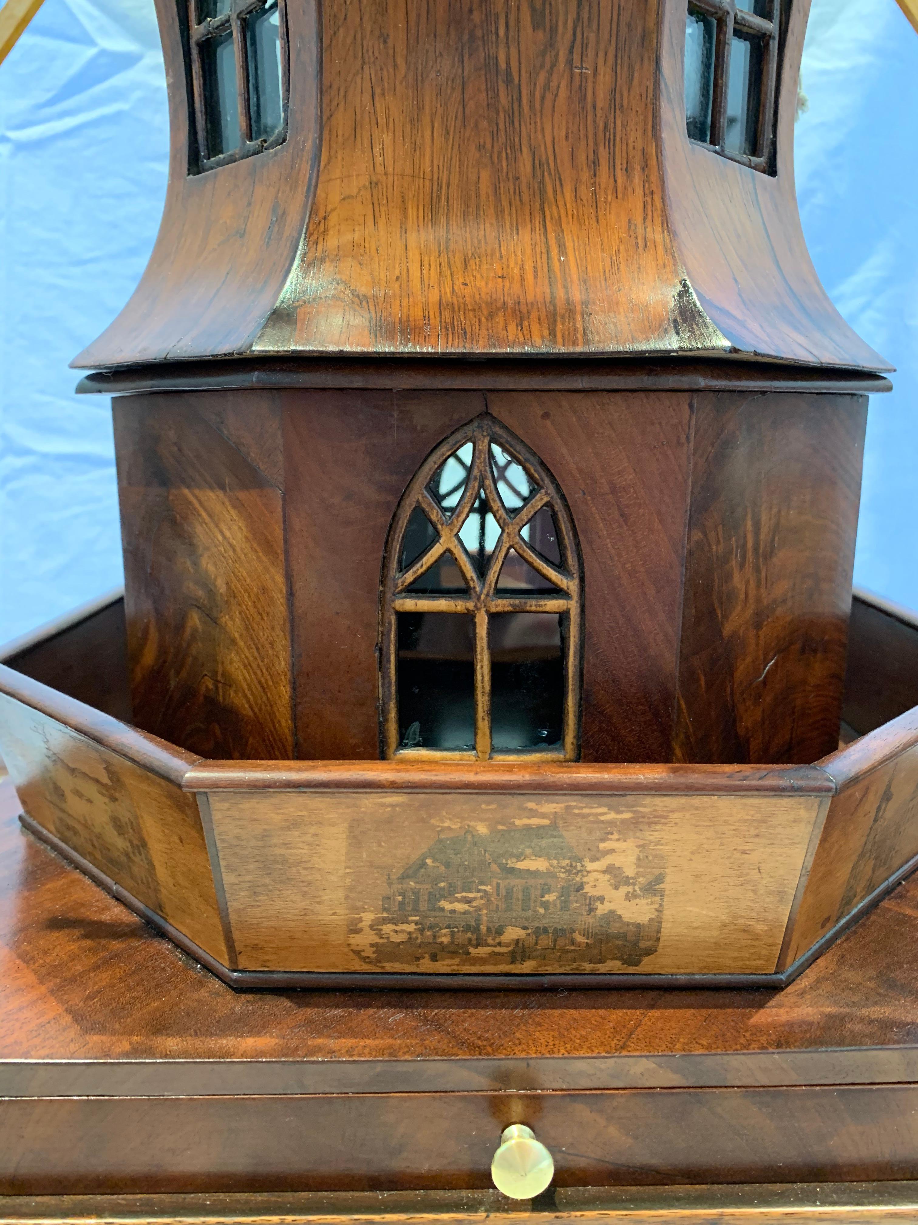 Early 19th Century Neoclassical Automaton Windmill Sewing Box For Sale 6