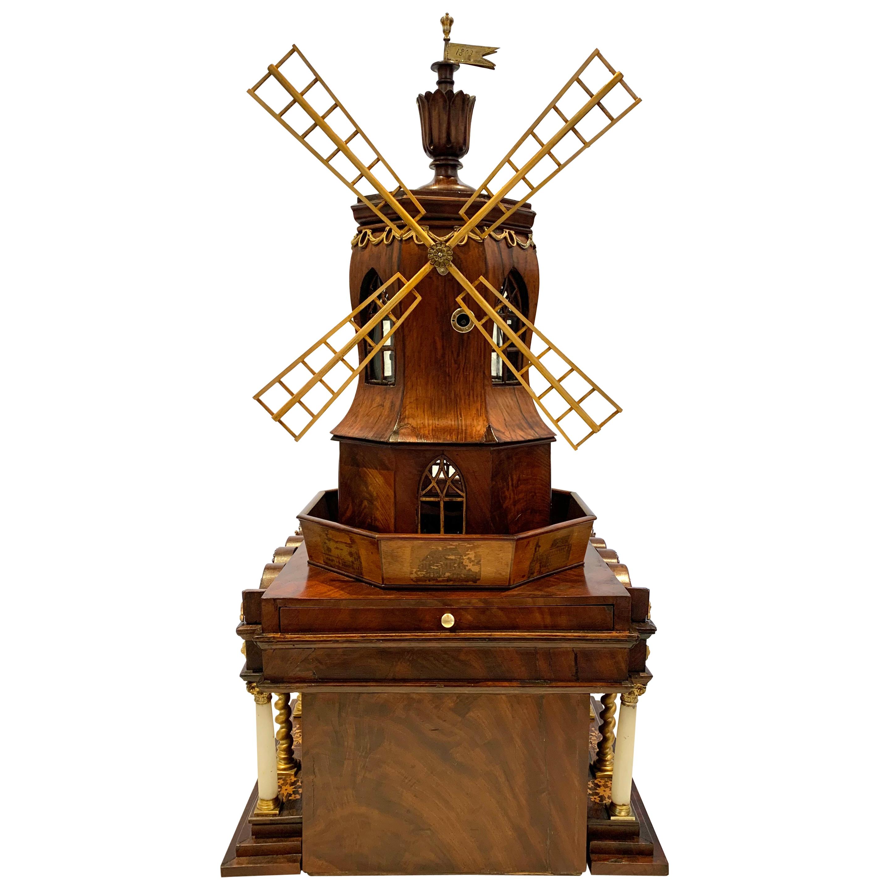 Early 19th Century Neoclassical Automaton Windmill Sewing Box