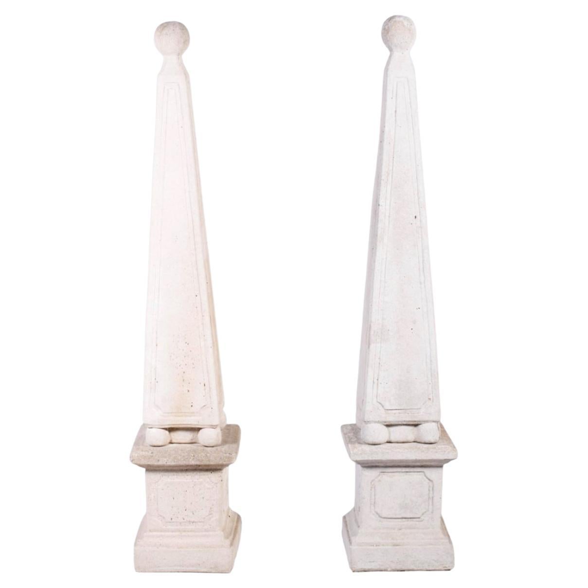 Early 19th Century Neoclassical Cast Cement Garden Obelisks