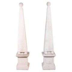 Early 19th Century Neoclassical Cast Cement Garden Obelisks