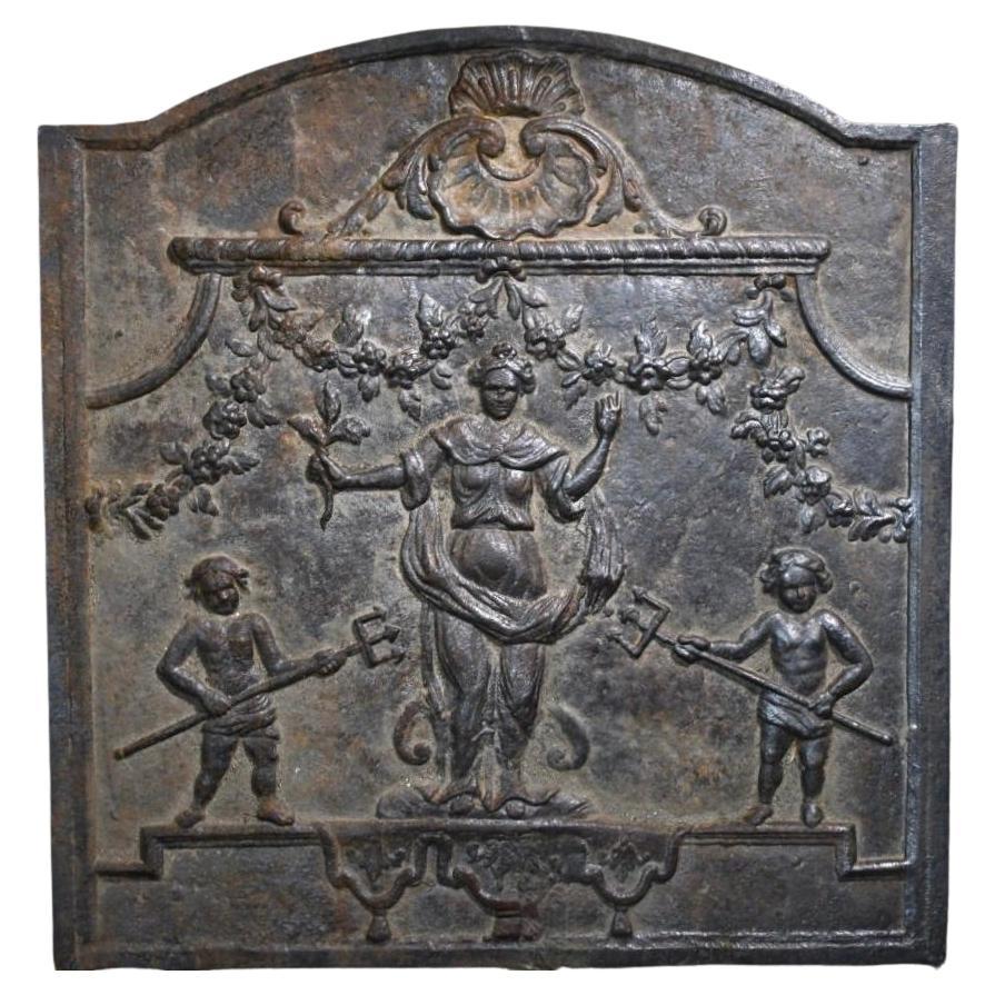 Early 19th Century Neoclassical Cast Iron Fireback  For Sale