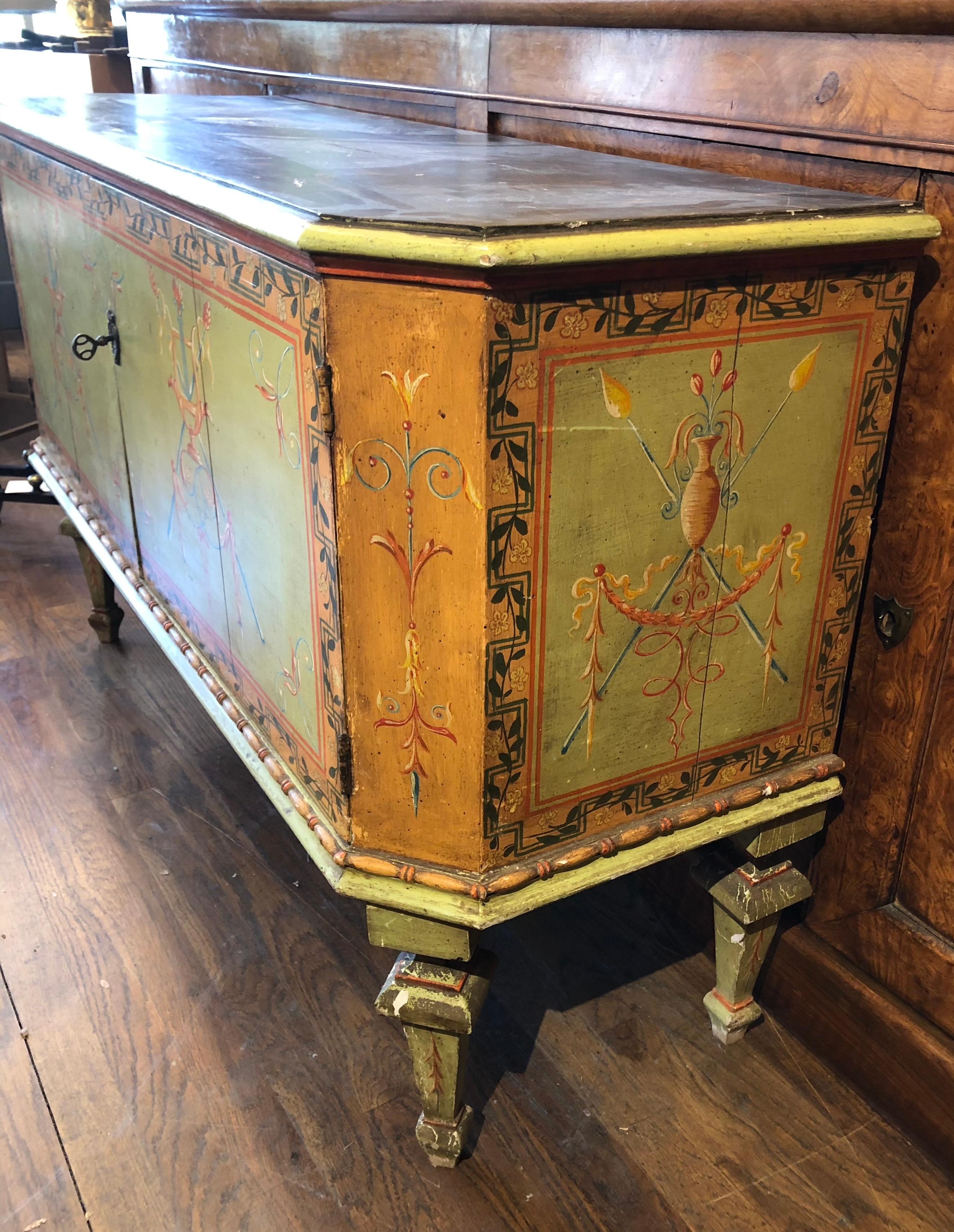 Early 19th Century Neoclassical Green Painted Italian Cabinet  In Good Condition For Sale In Middleburg, VA