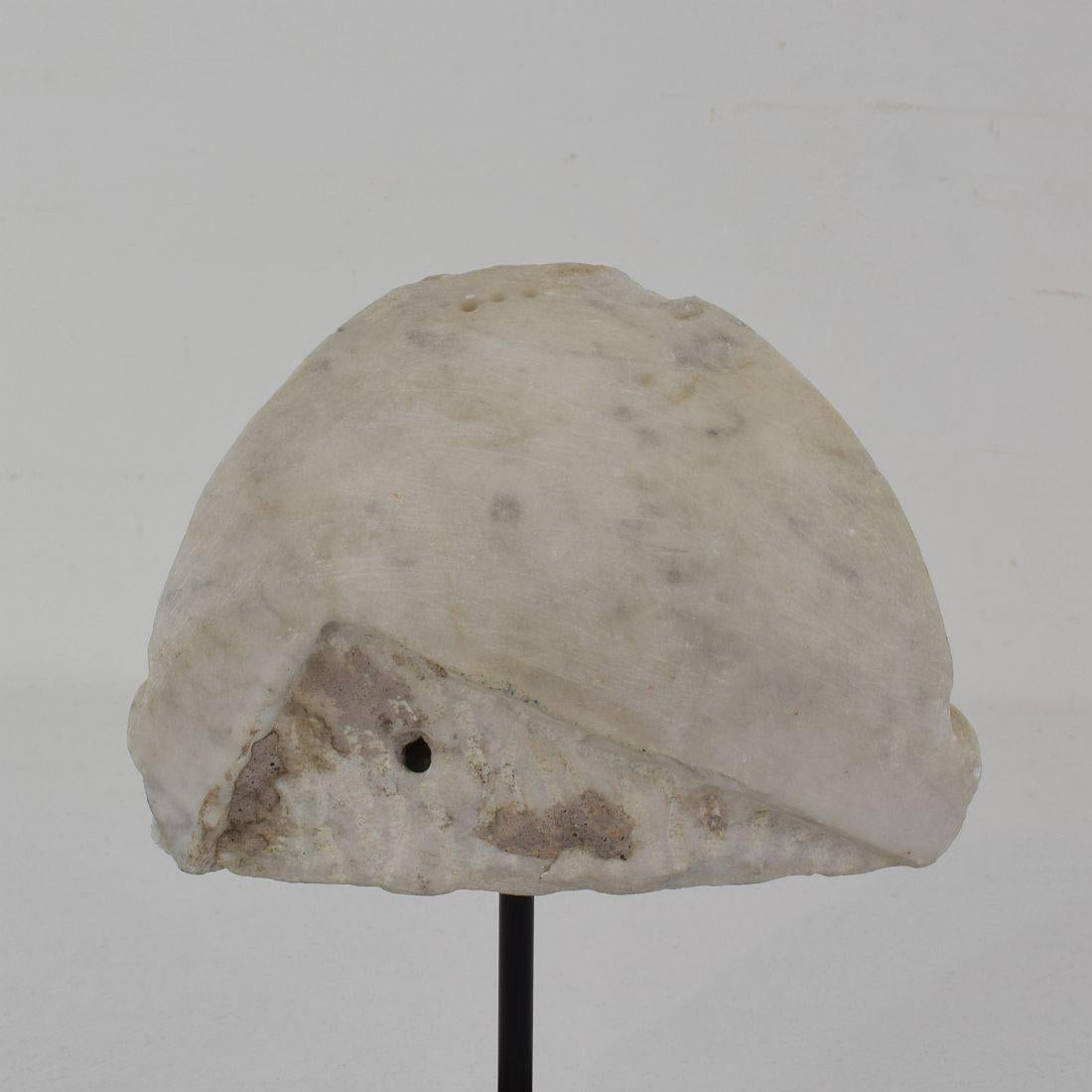 Early 19th Century Neoclassical Italian Marble Architectural Head Fragment 6
