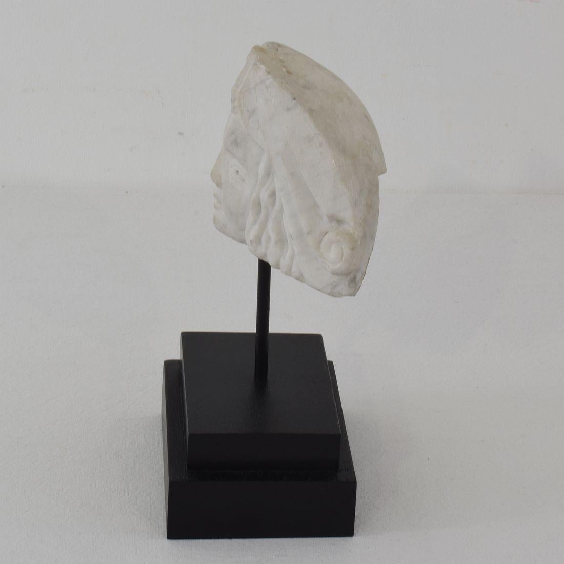 Early 19th Century Neoclassical Italian Marble Architectural Head Fragment 2