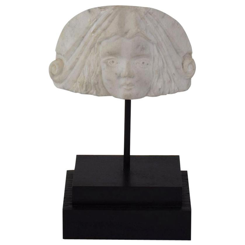Early 19th Century Neoclassical Italian Marble Architectural Head Fragment