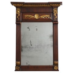 Early 19th Century Neoclassical Mahogany Wall Mirror Gilt Carved Accents, c.1810