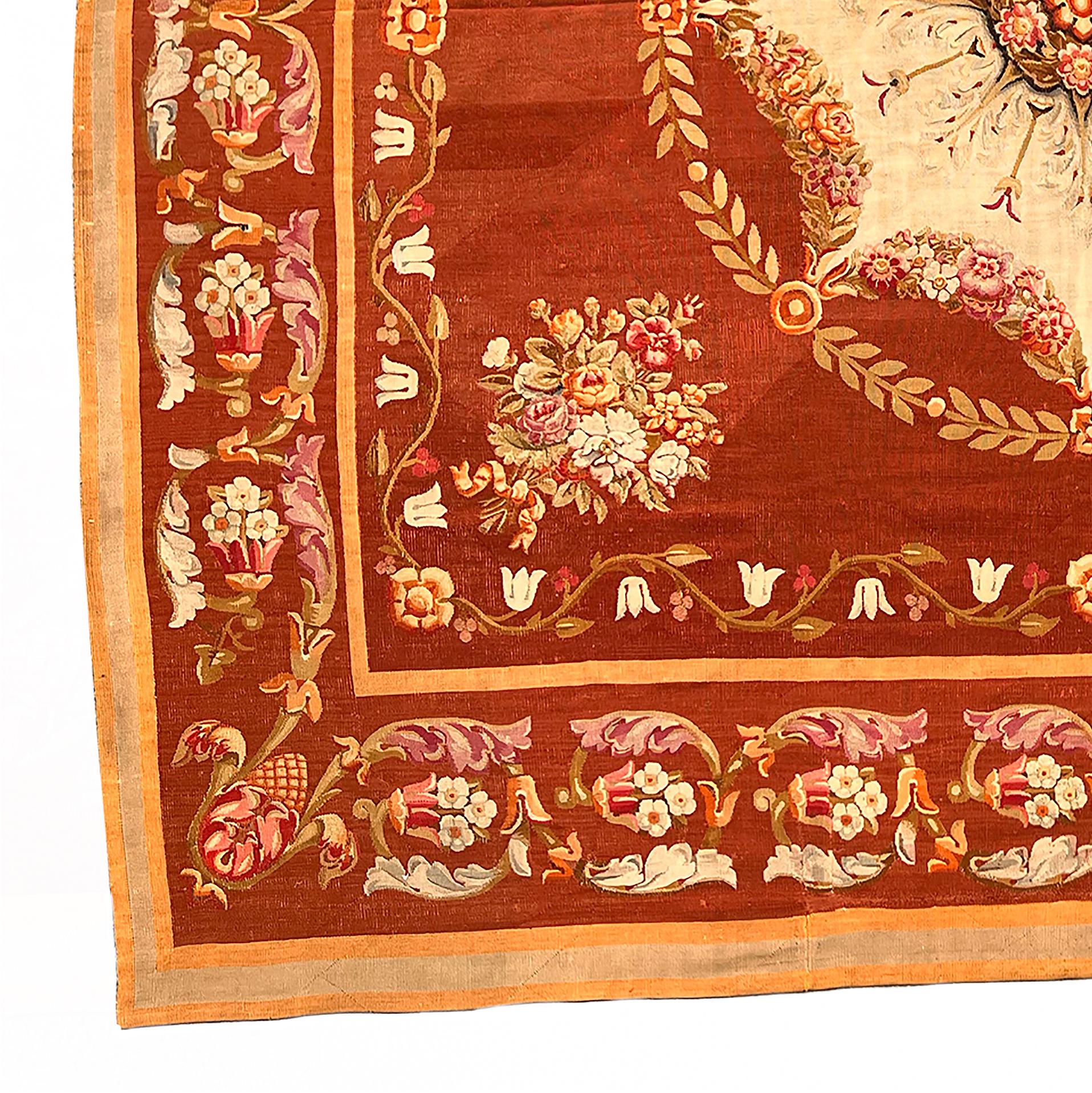 Neoklassizistischer Aubusson-Teppich mit Medaillon aus dem frühen 19. Jahrhundert (Frühes 19. Jahrhundert) im Angebot