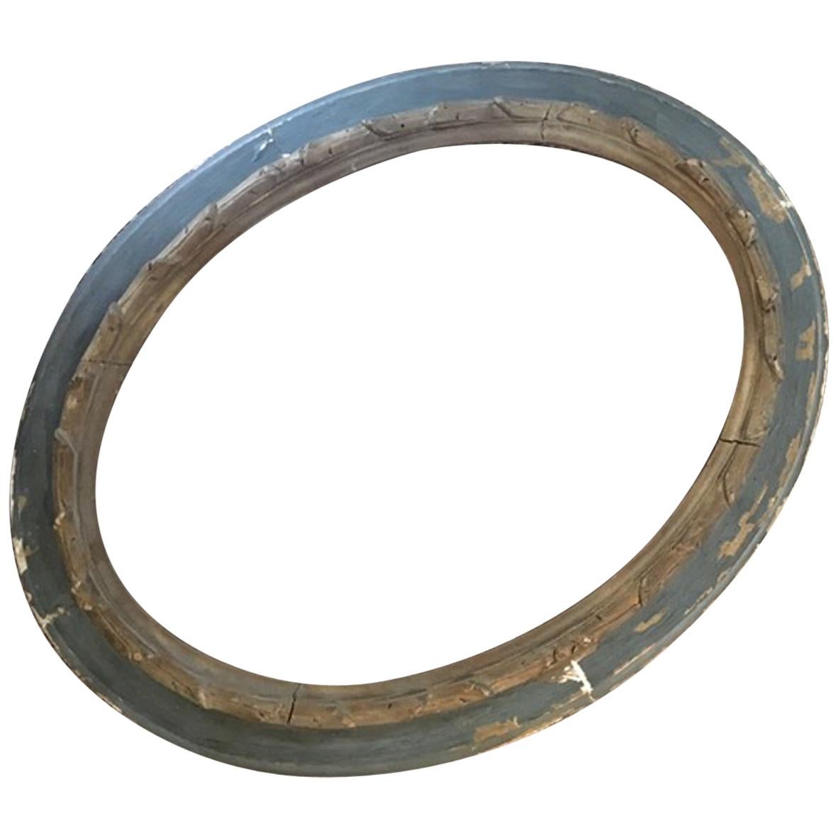 Italien Anfang des 19. Jahrhunderts Neoklassische Oval Hand Made Grau und Gold Wood Frame