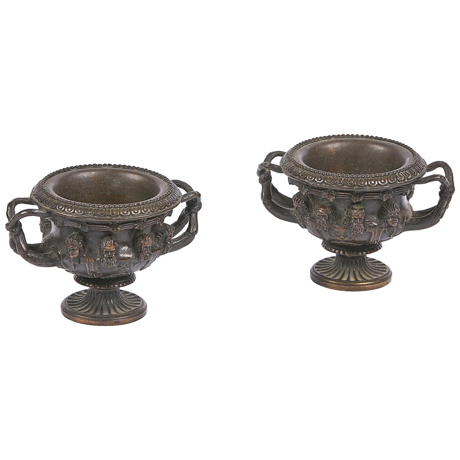 Early 19th Century Neoclassical Pair of Bronze Models of the Warwick Vase