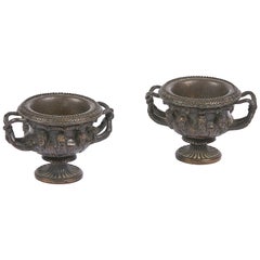 Early 19th Century Neoclassical Pair of Bronze Models of the Warwick Vase