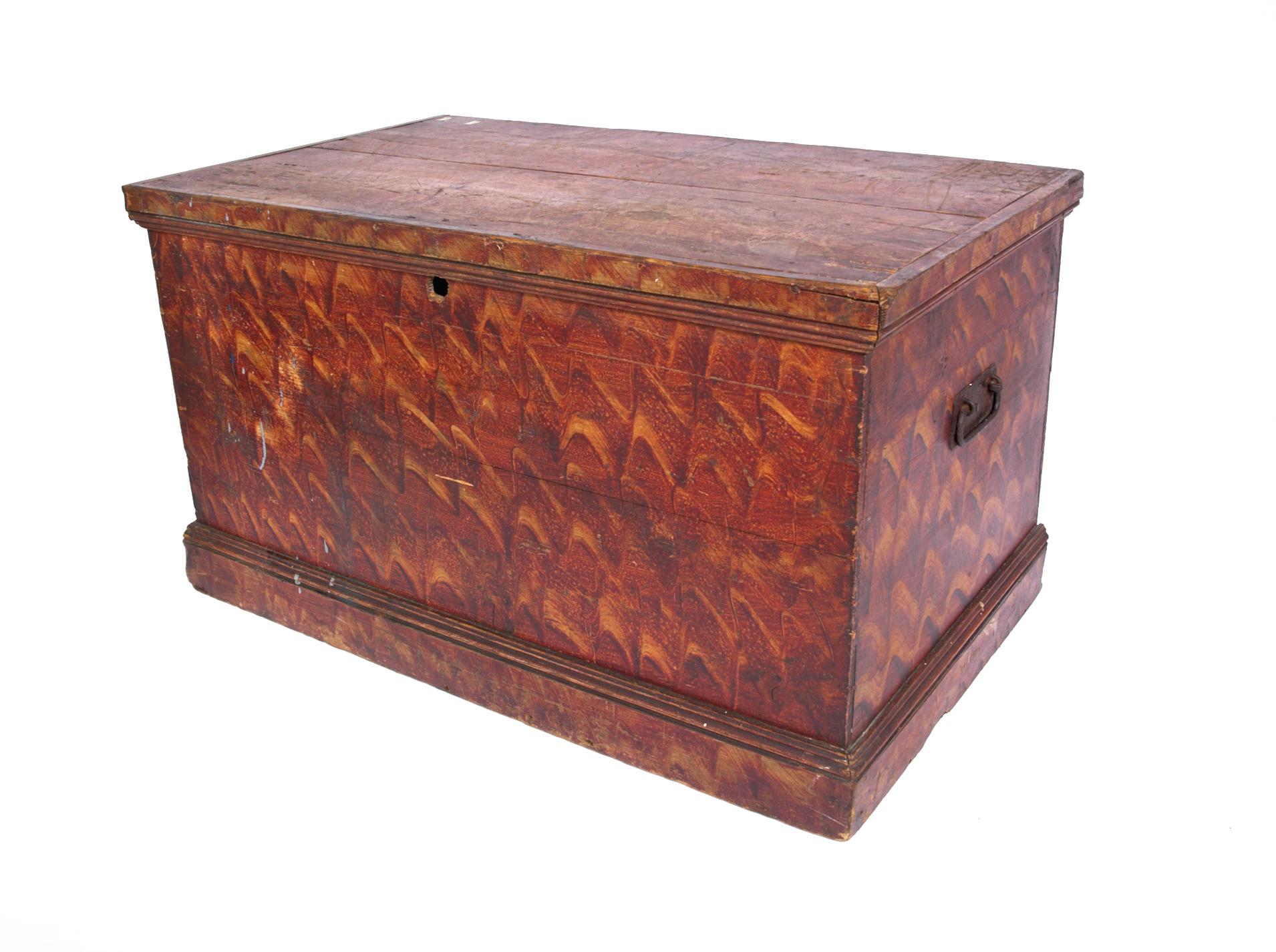 Early 19th Century New England Blanket Chest with Original Faux Grain Paint 1