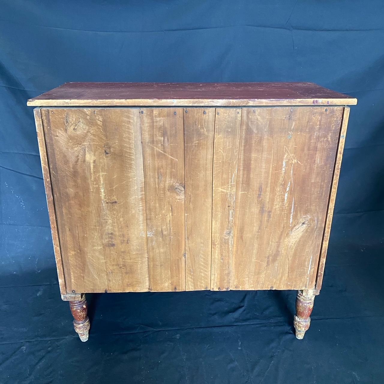 Early 19th Century New England Pine Chest of Drawers with Original Paint 1