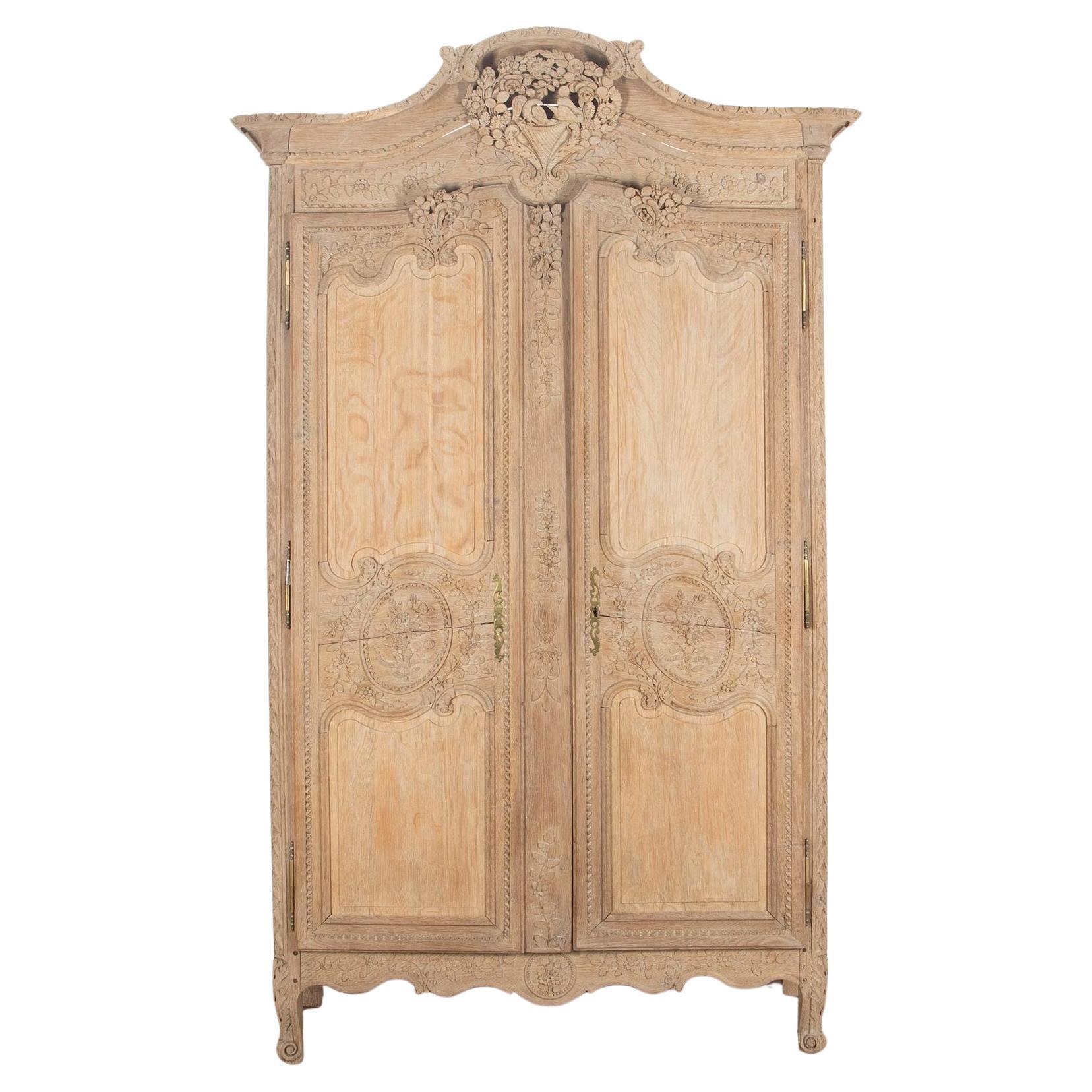 Early 19th Century Normandy Oak Marriage Armoire