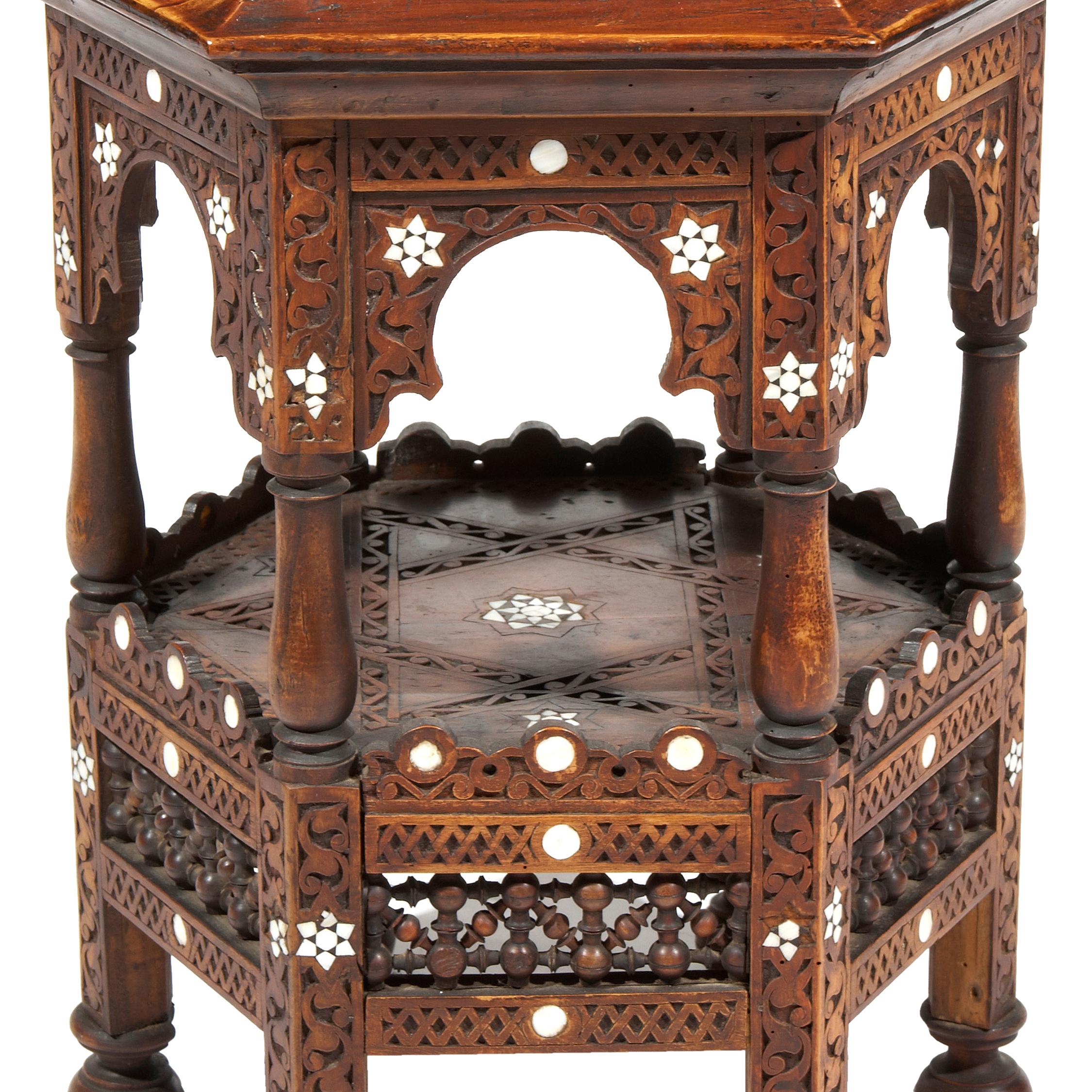 Islamic Early 19th Century North African Mahogany Hexagonal Occasional Table