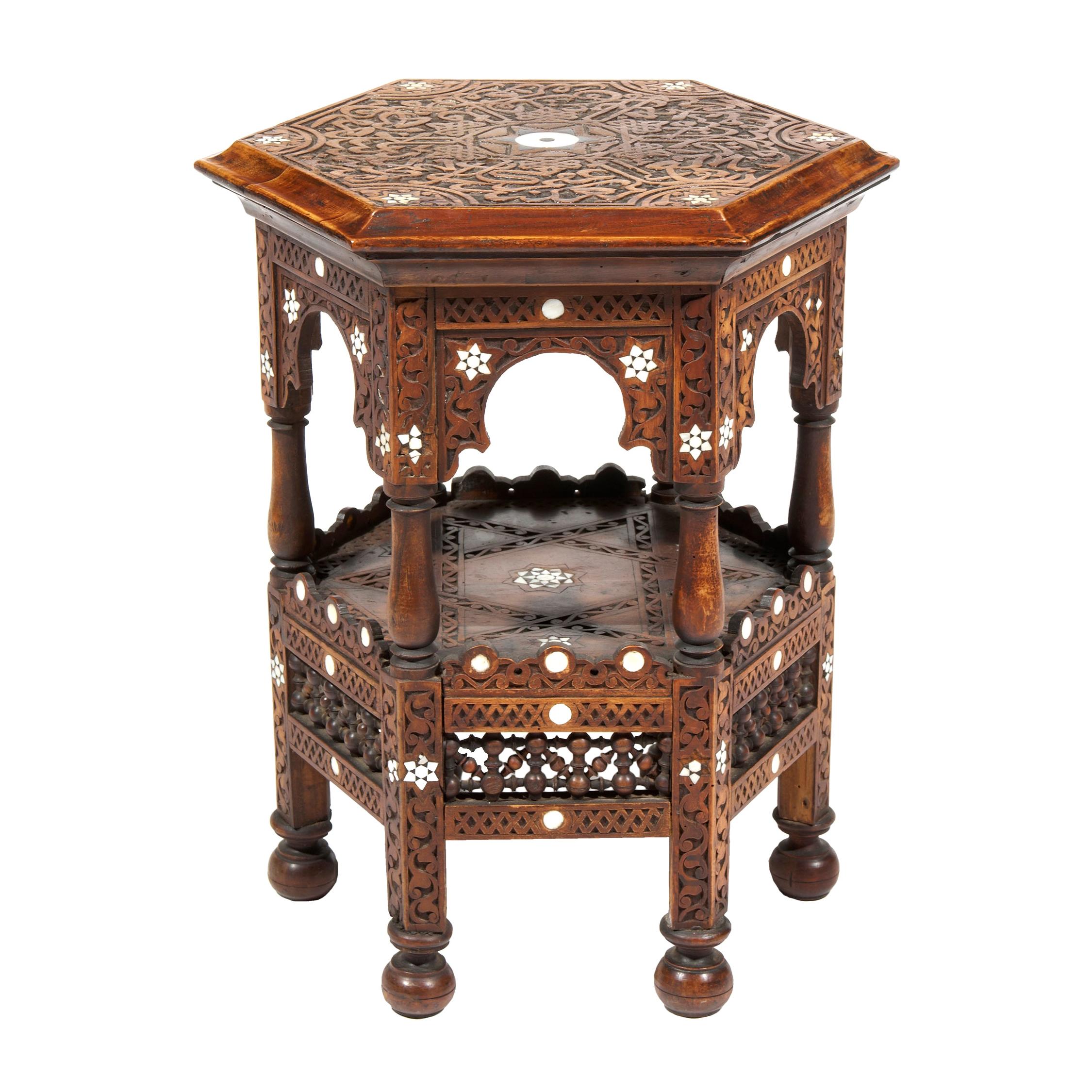 Early 19th Century North African Mahogany Hexagonal Occasional Table