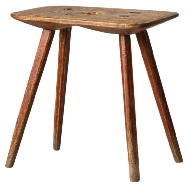 Early 19th Century Northern Swedish Charming Pine Folk Art Stool For ...