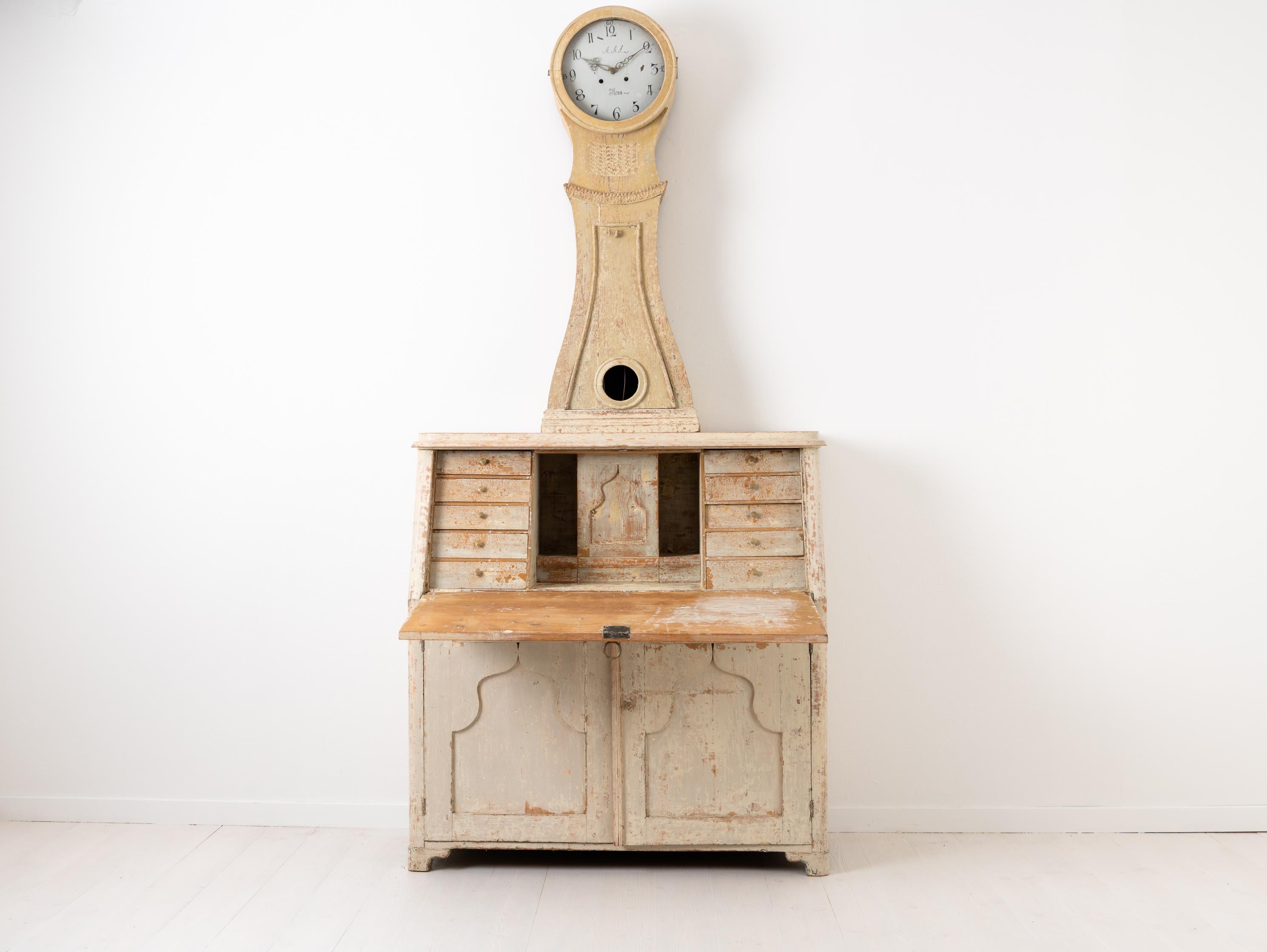 Hand-Crafted Early 19th Century Northern Swedish Clock Secretary
