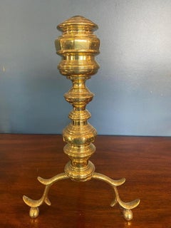 Early 19th Century Norwegian Brass Andirons or Fireplace Dogs