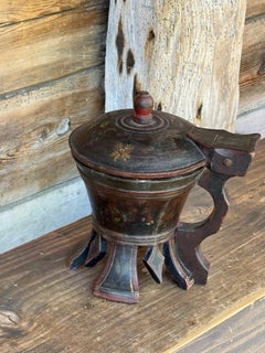 Early 19th Century Norwegian Painted Wooden “Smørstaup” Butter Cup