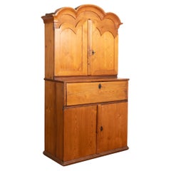Antique Early 19th Century Norwegian Pine Cabinet with Secretary Desk