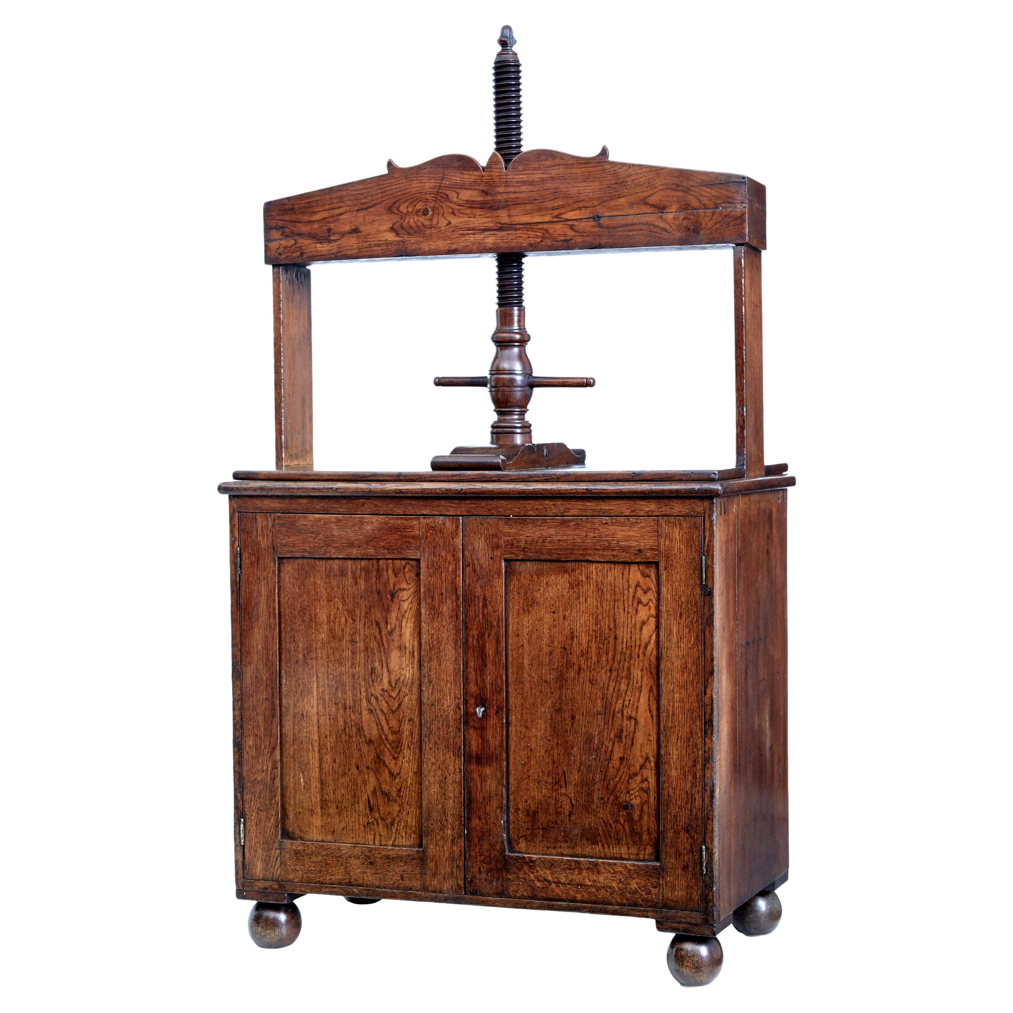 Early 19th Century oak book press cupboard For Sale