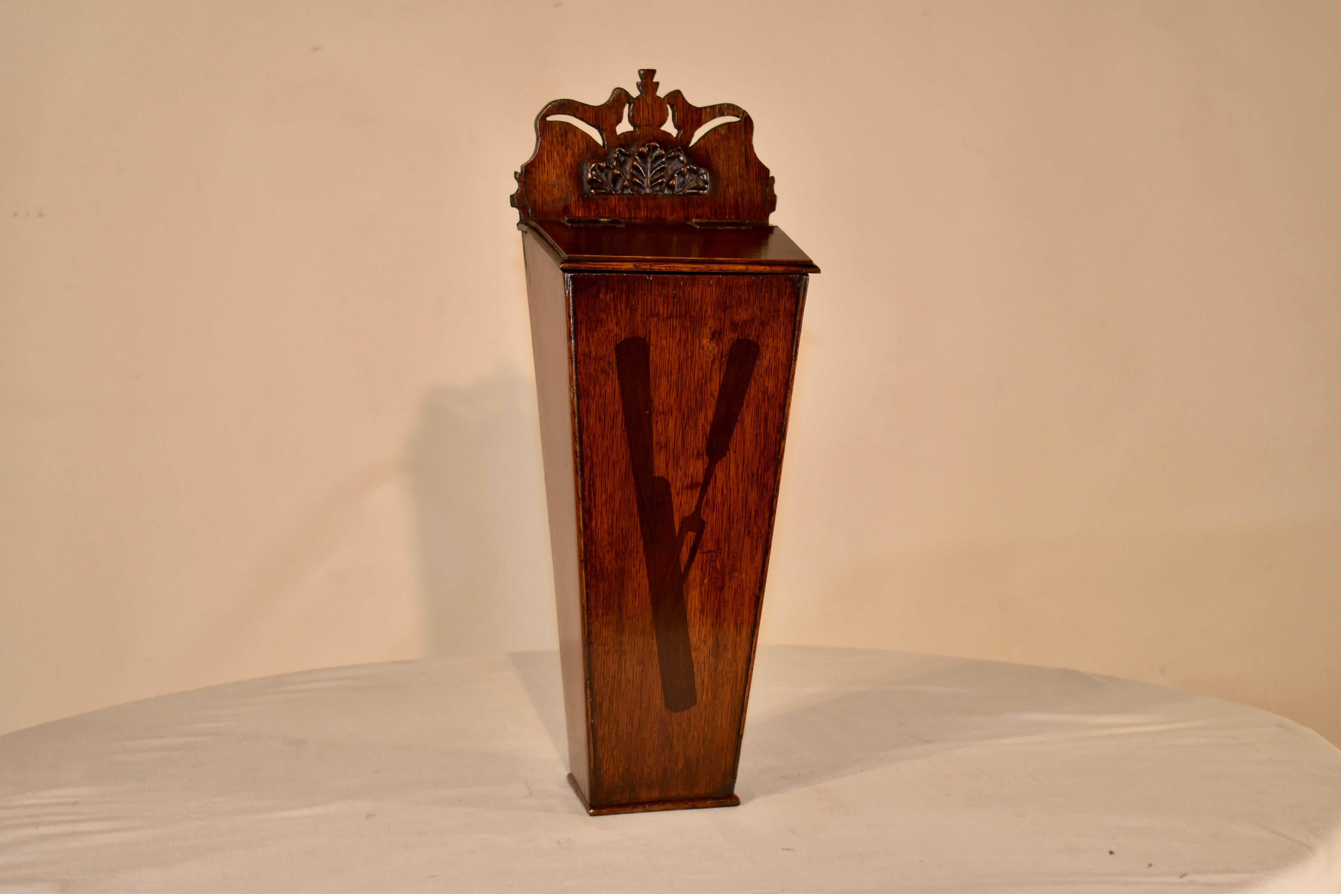 Georgian Early 19th Century Oak Candle box from England For Sale
