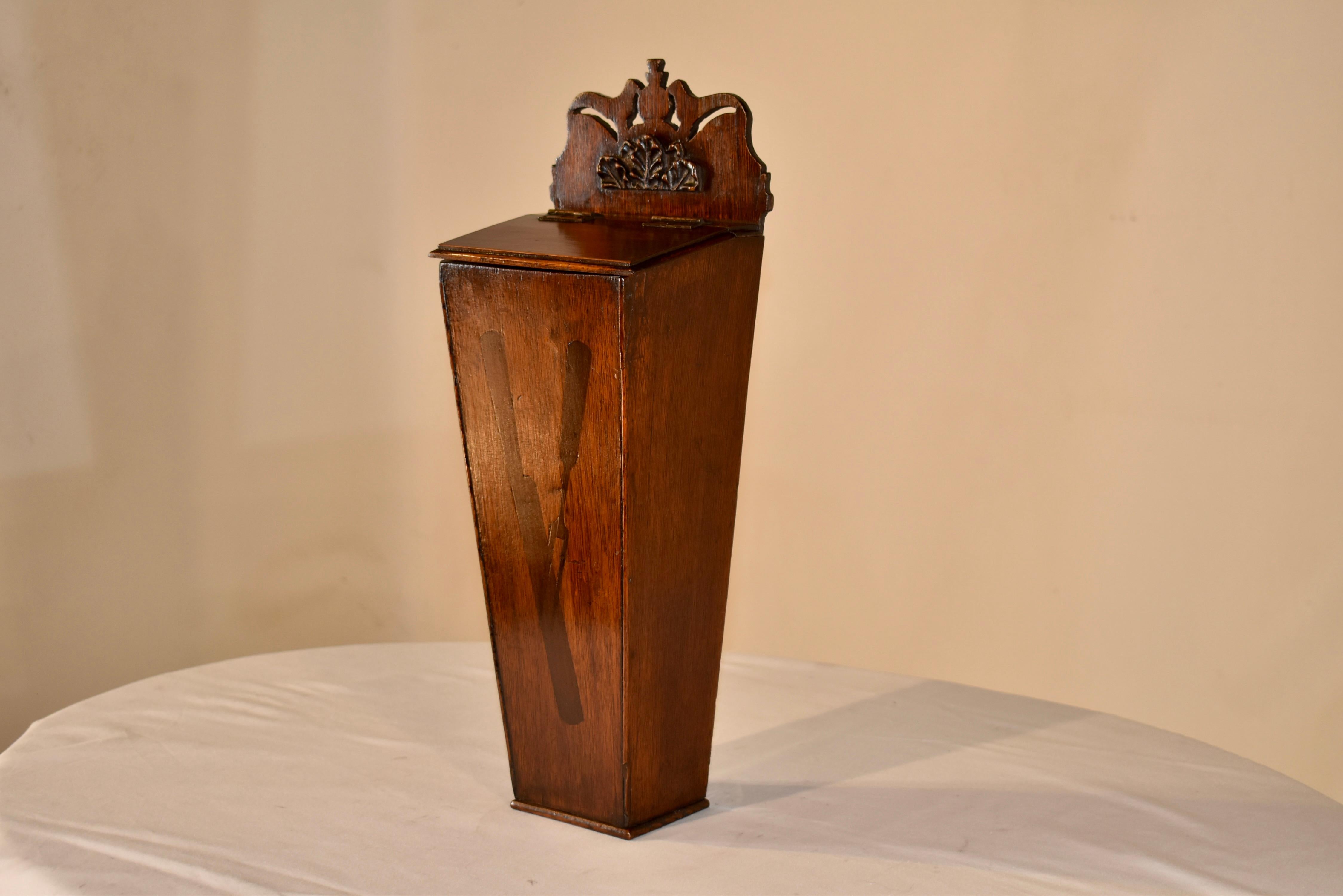 Incrusté Début du 19ème siècle, boîte à bougies en Oak d'Angleterre en vente