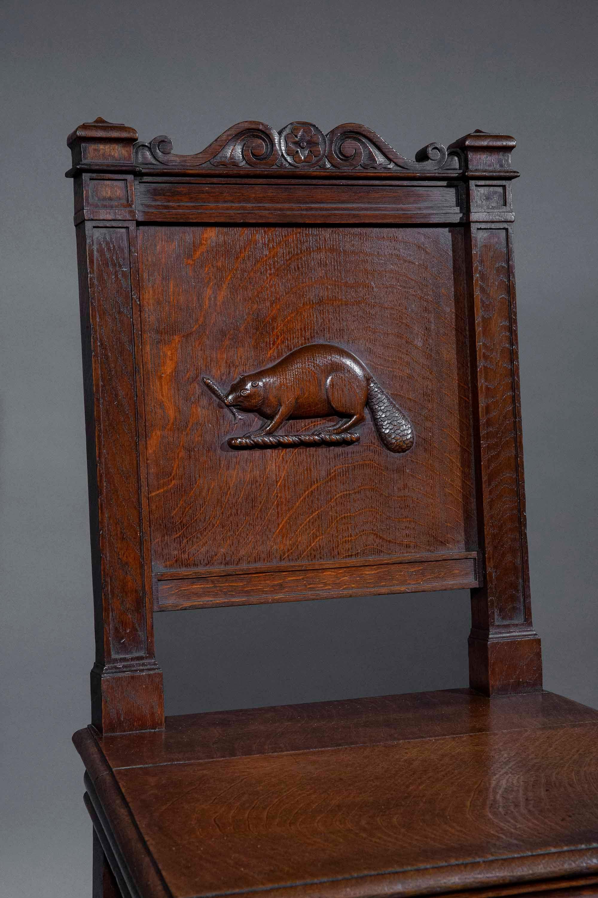 Chaise d'entrée en Oak du début du 19e siècle, à la manière de Richard Bridgens en vente 3