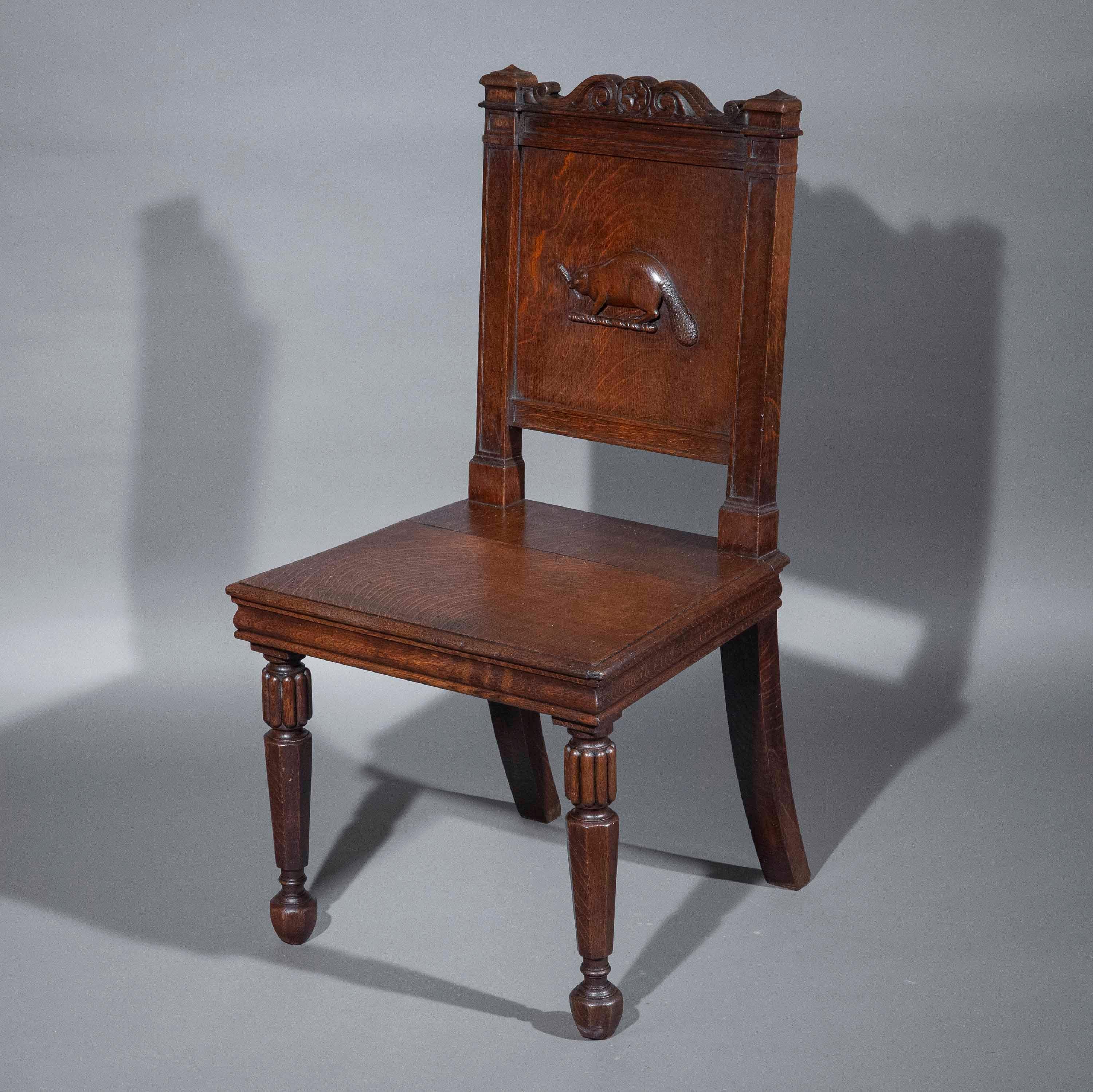 Chaise d'entrée en Oak du début du 19e siècle, à la manière de Richard Bridgens en vente 5