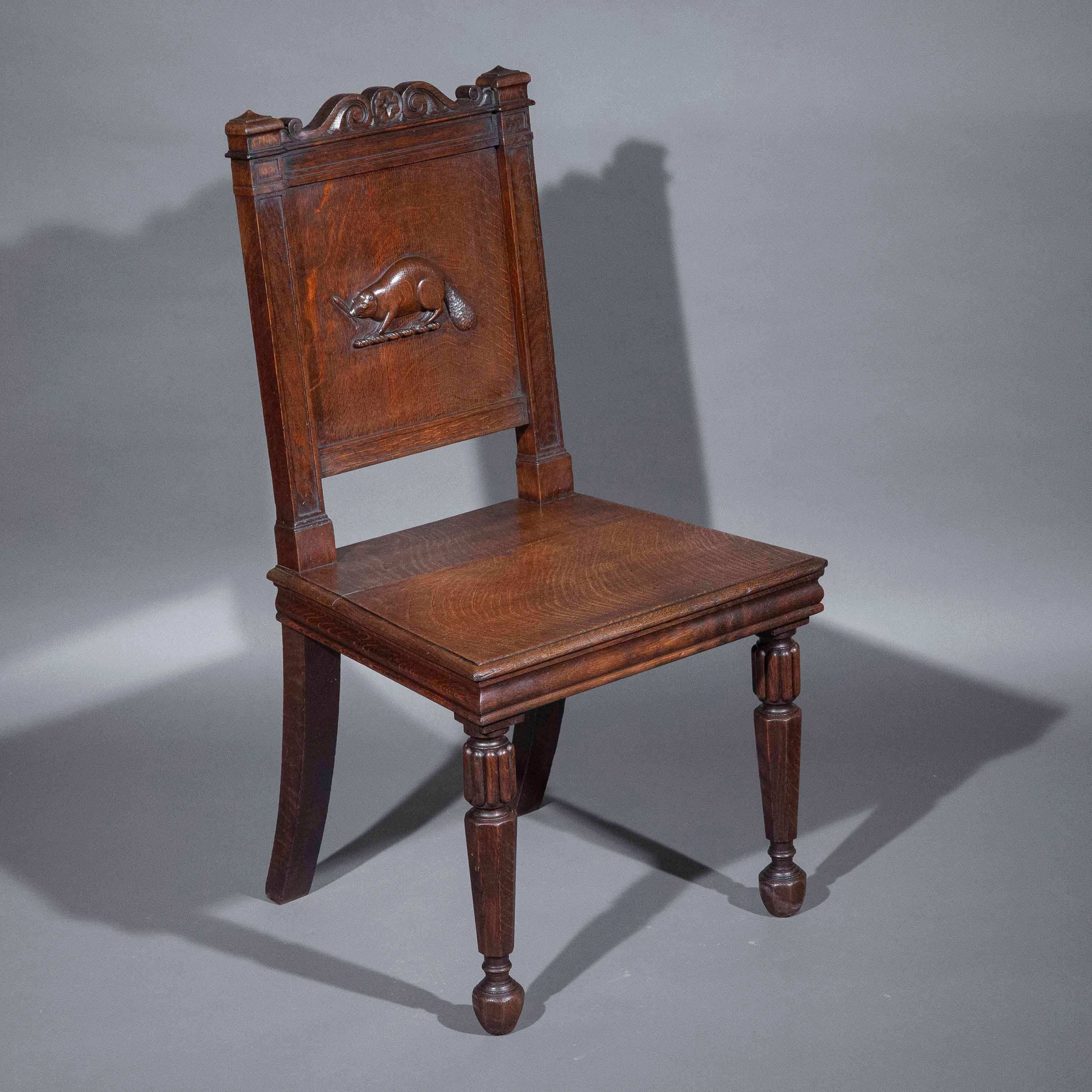 Chaise d'entrée en Oak du début du 19e siècle, à la manière de Richard Bridgens en vente 6