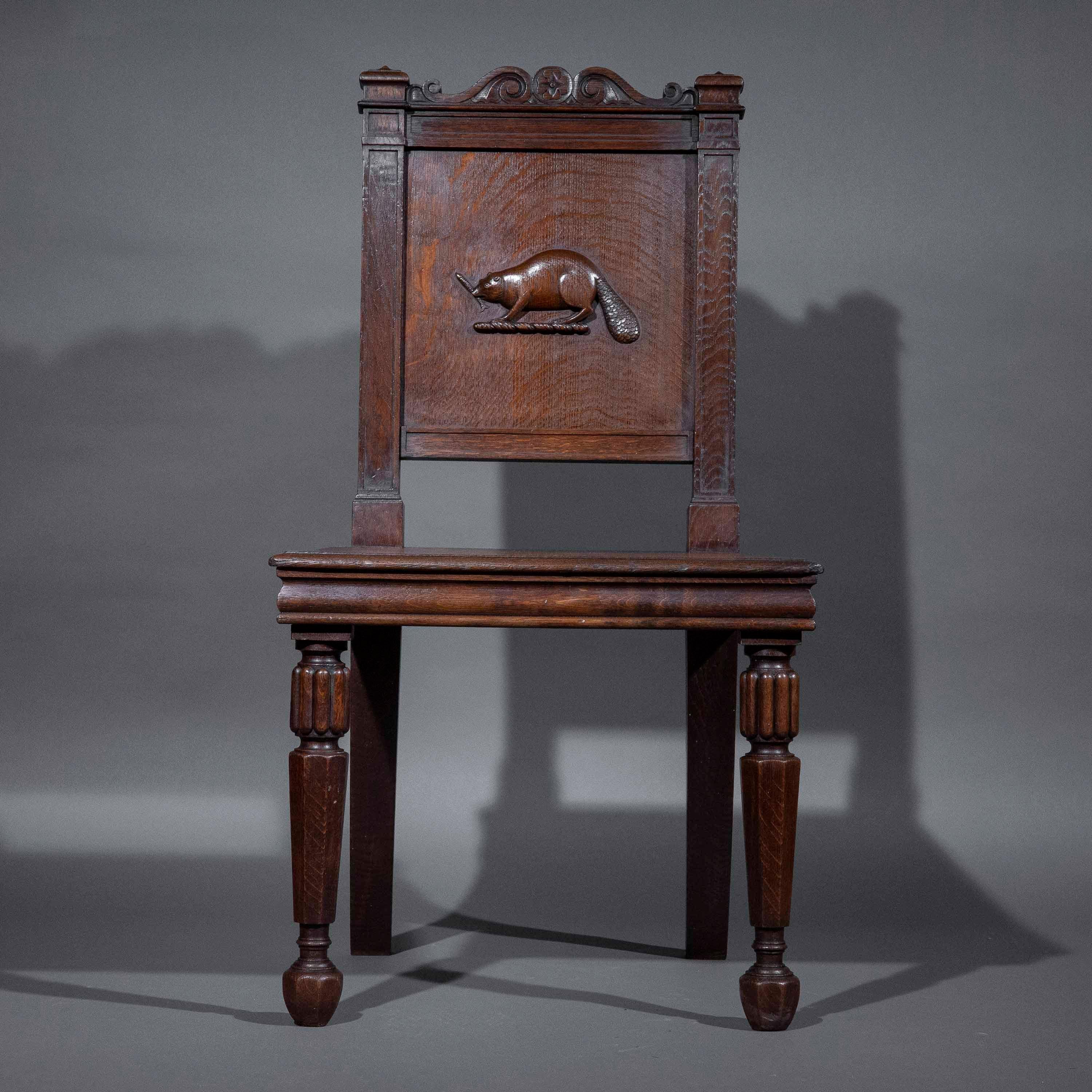 Chaise d'entrée en Oak du début du 19e siècle, à la manière de Richard Bridgens en vente 2