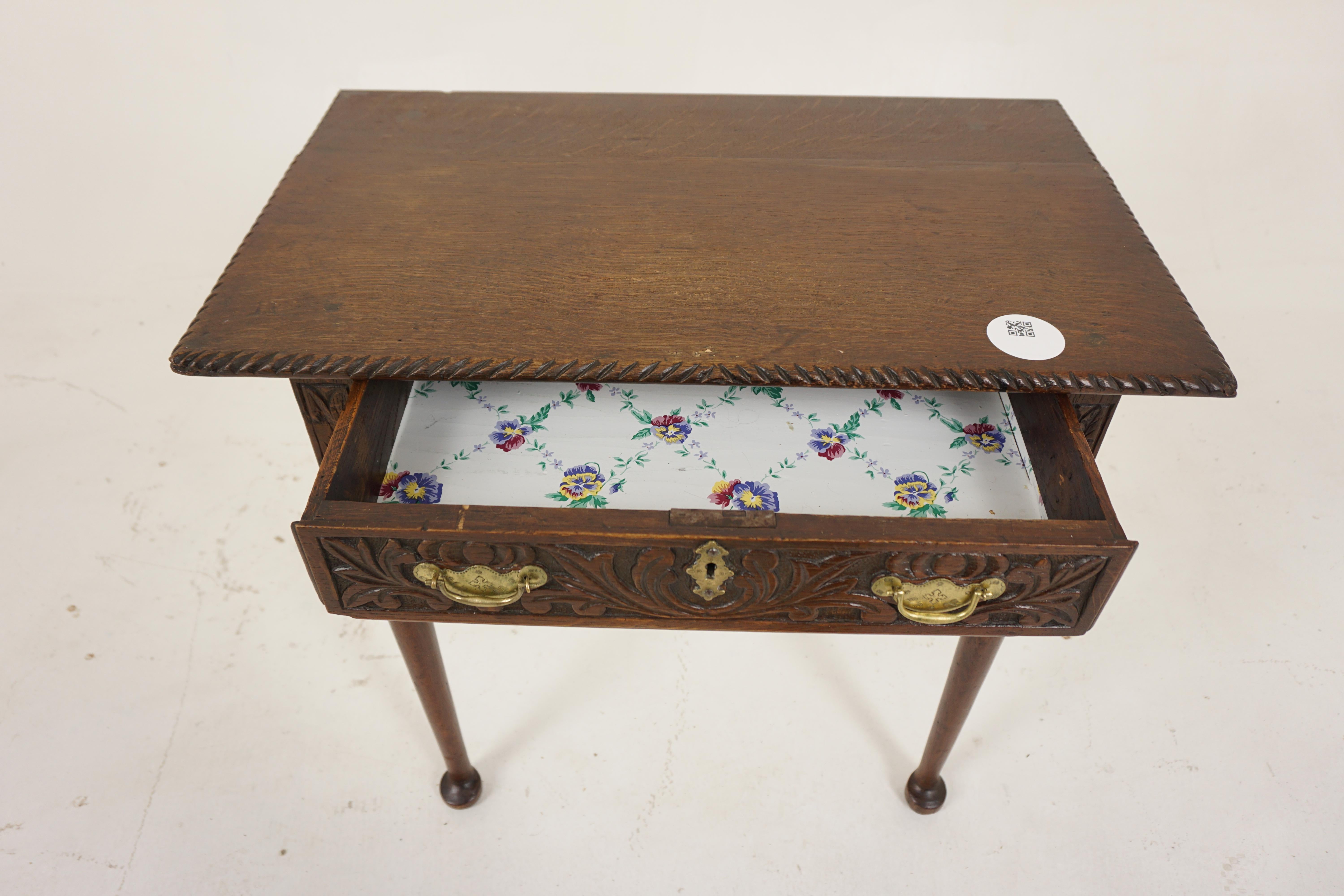 18th Century and Earlier Early 19th Century Oak Hall Table/Drawer, Scotland 1780, H695