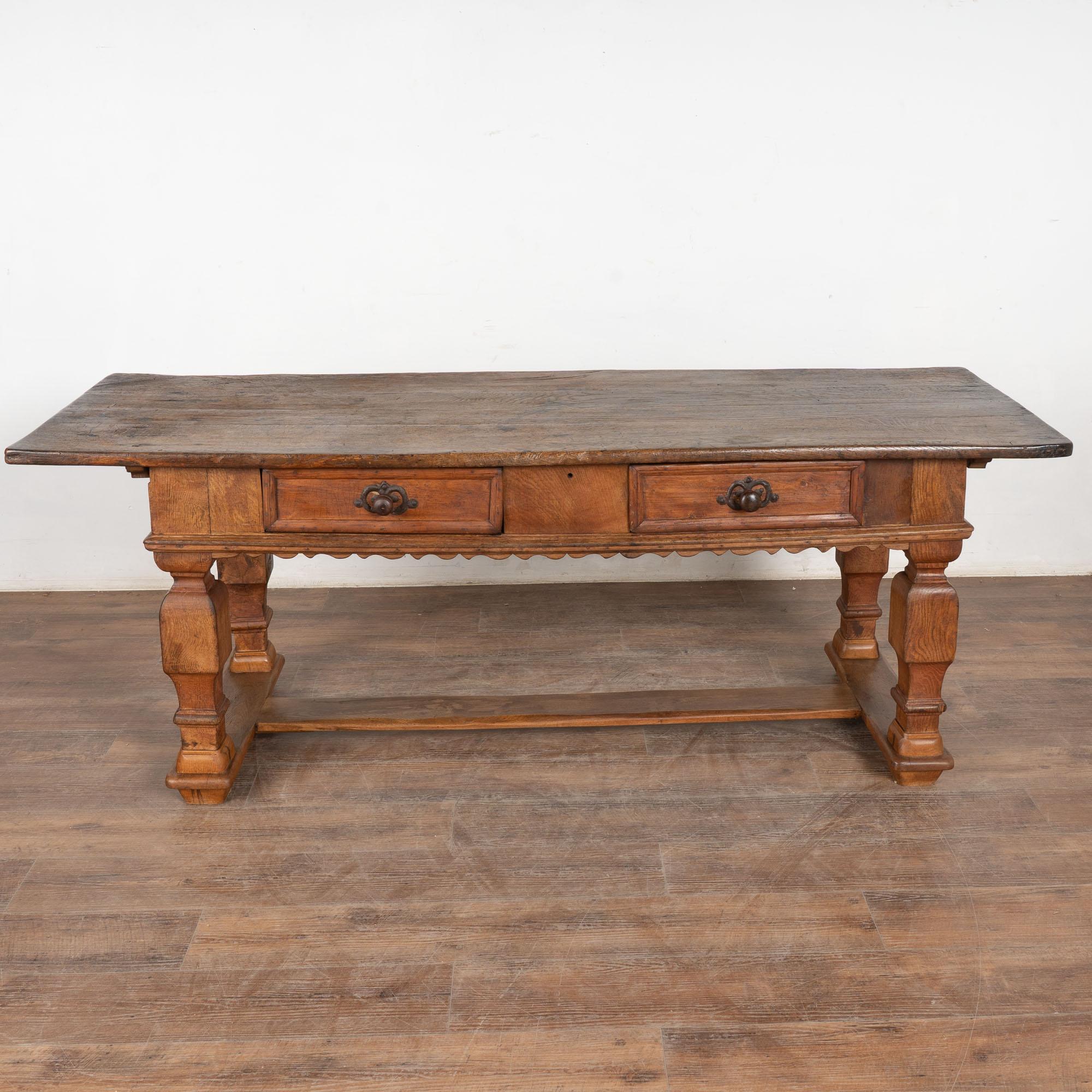 Danish Early 19th Century Oak Library Refectory Console Table, Denmark For Sale