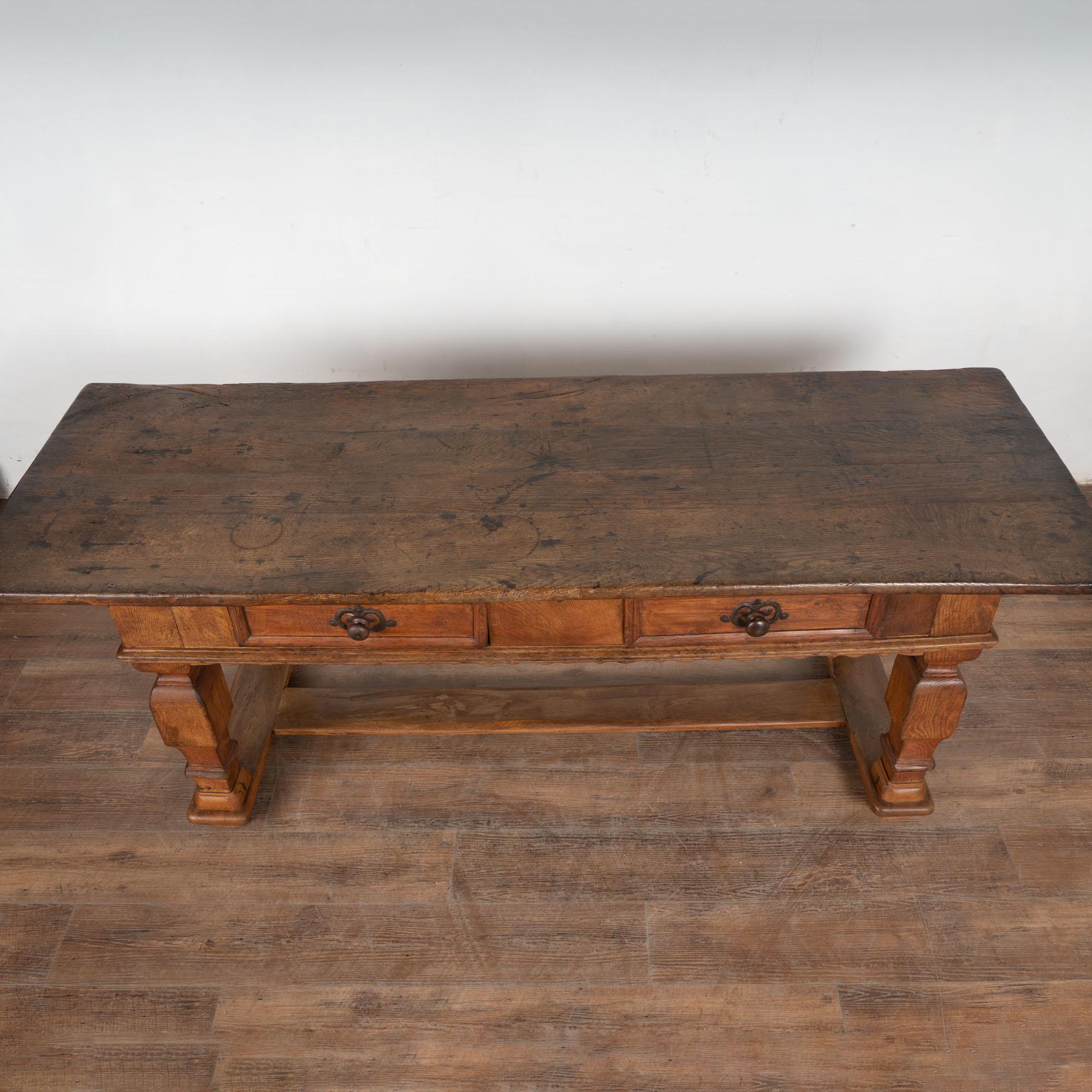 Early 19th Century Oak Library Refectory Console Table, Denmark In Good Condition For Sale In Round Top, TX